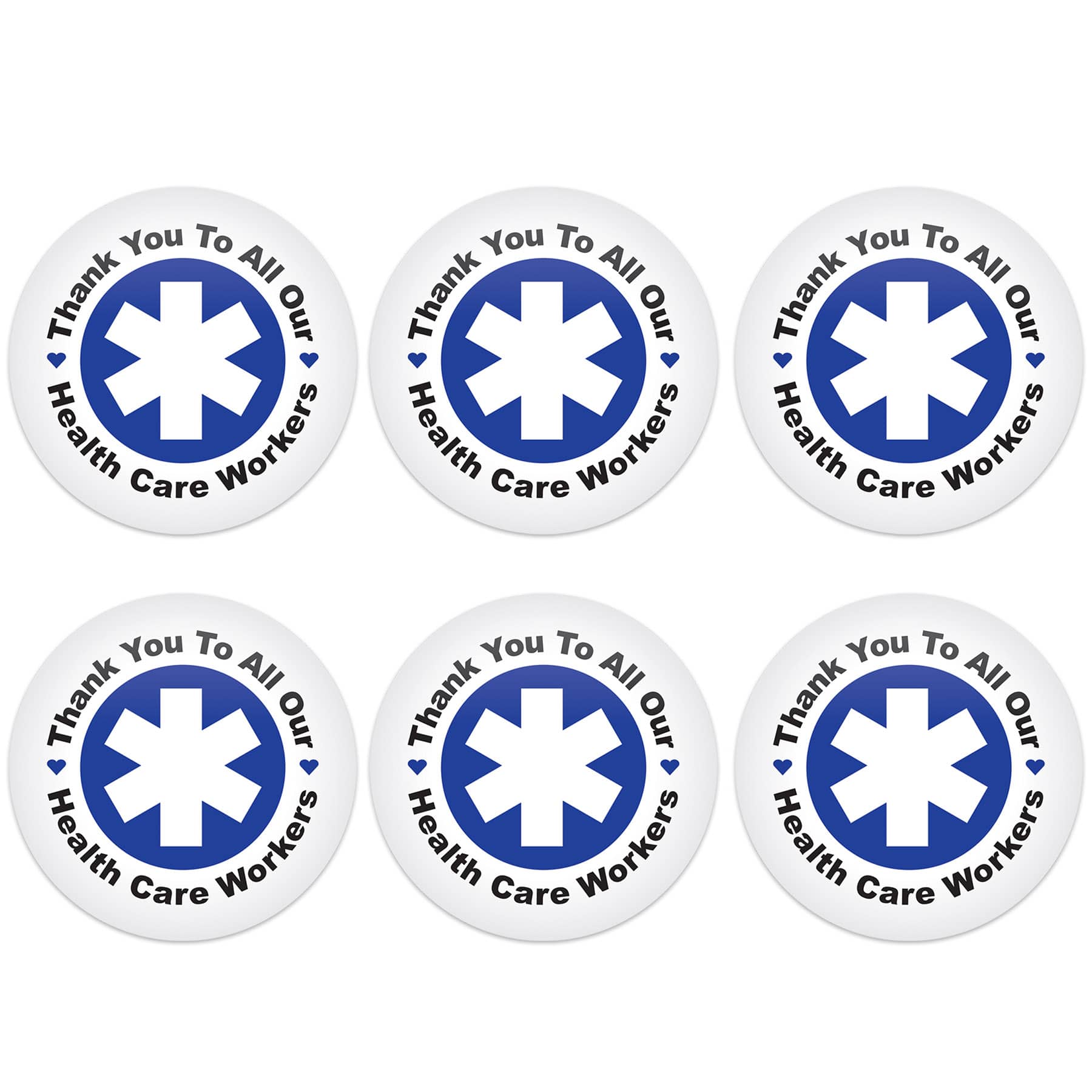 Beistle 2" Blue Star with Thank You To All Our Health Care Workers Buttons, 6ct.