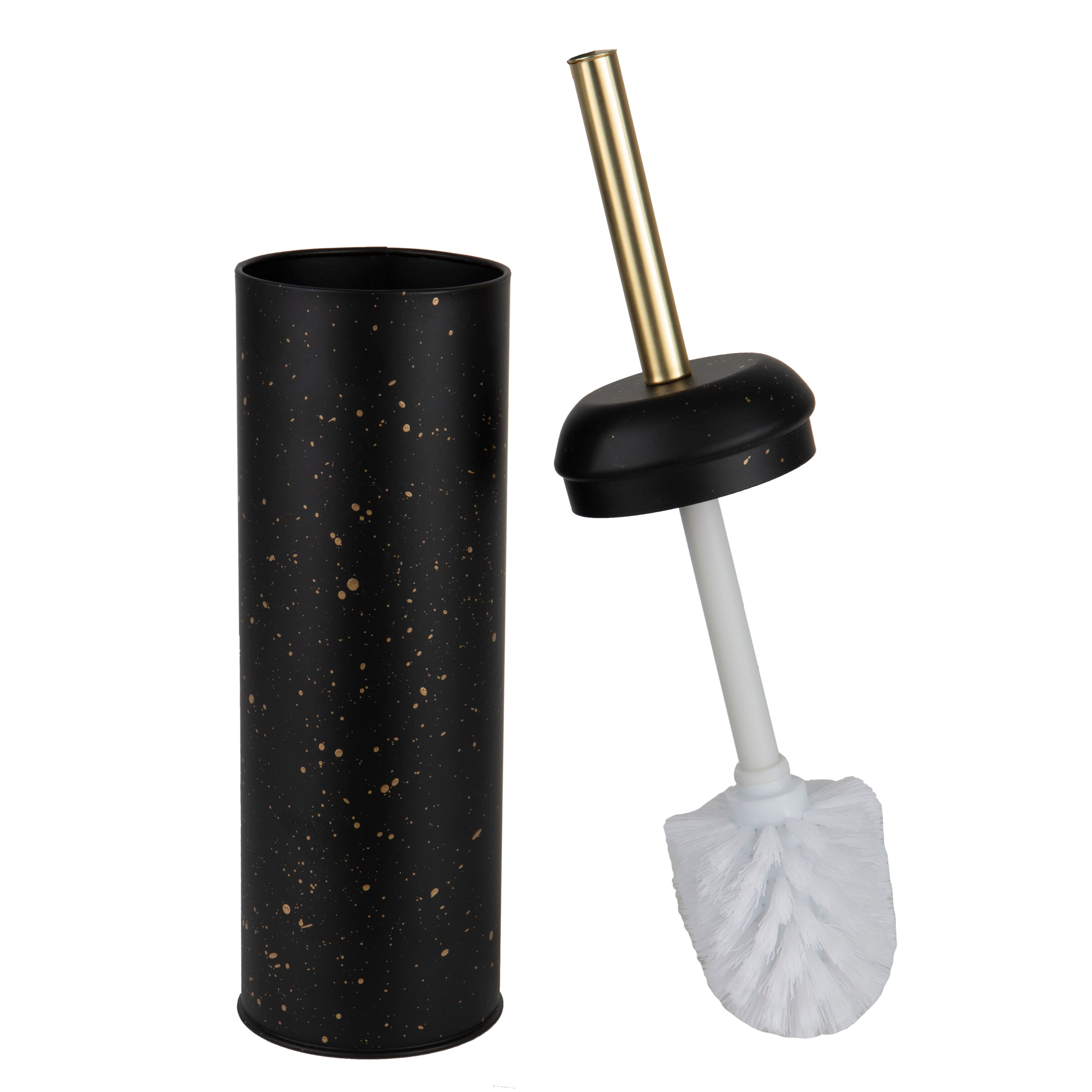Elle Décor Black & Gold Speckled Toilet Brush & Holder