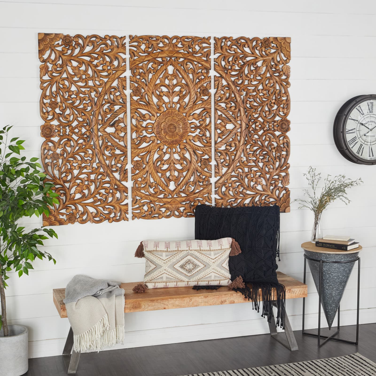 48" Brown Wood Traditional Wall Decor, 3ct.