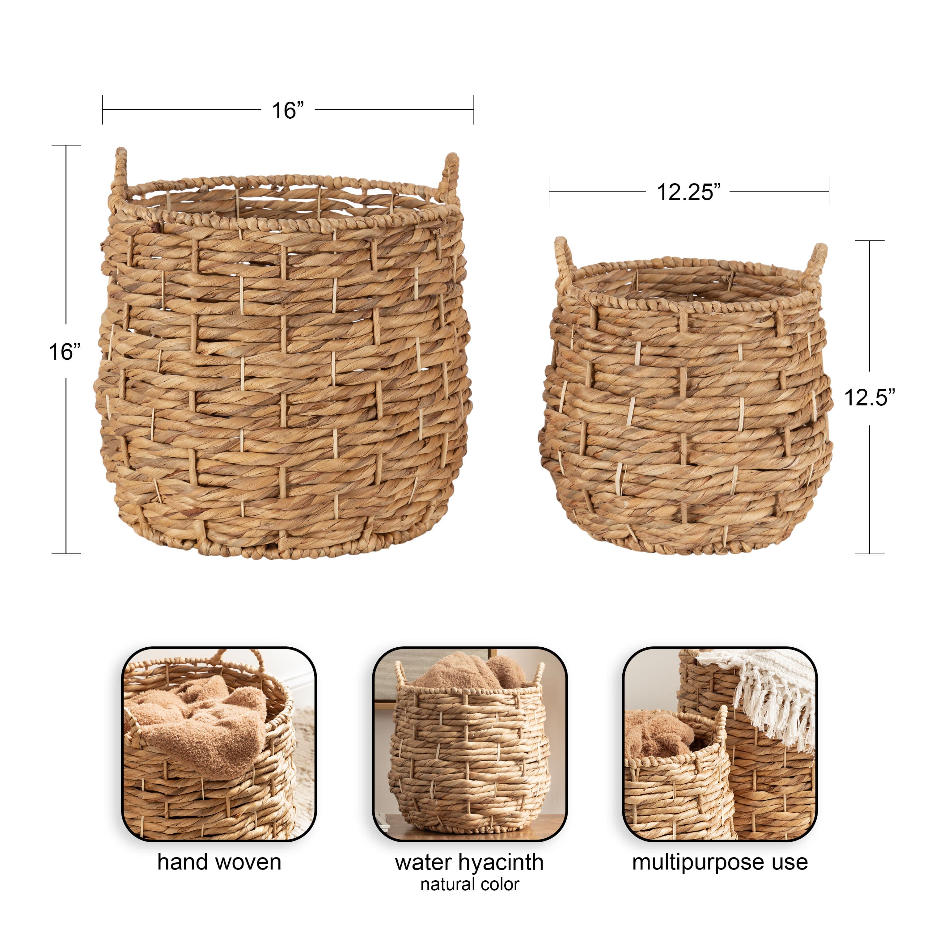 Kate and Laurel Livia Round Woven Basket Set