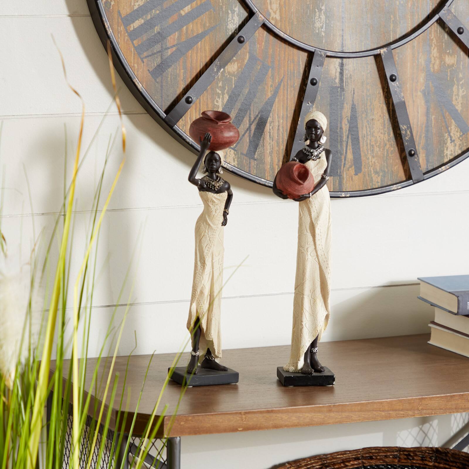16" Eclectic Women with Water Jugs Sculpture Set