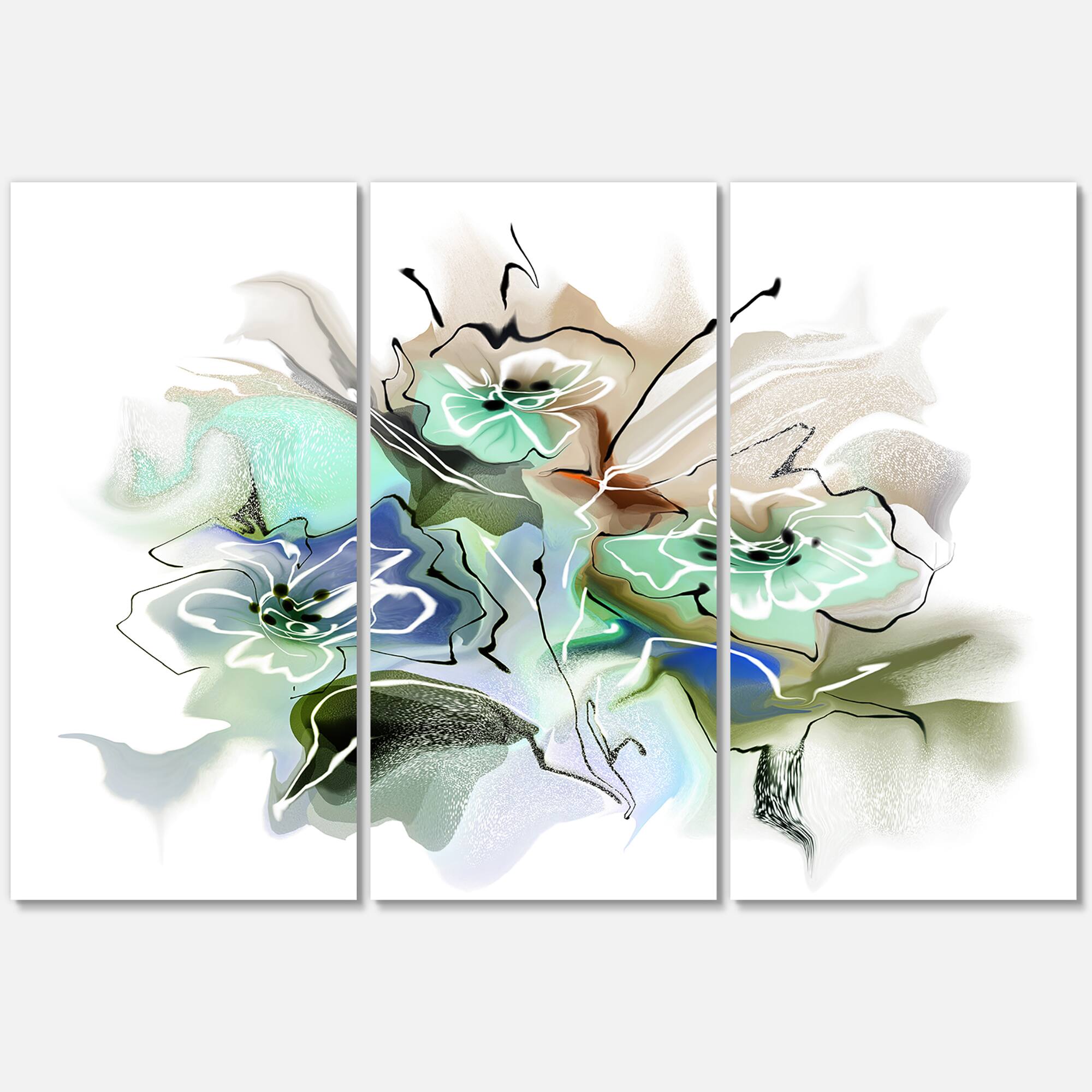 Designart - Textured Floral Watercolor - Extra Large Floral Wall Art