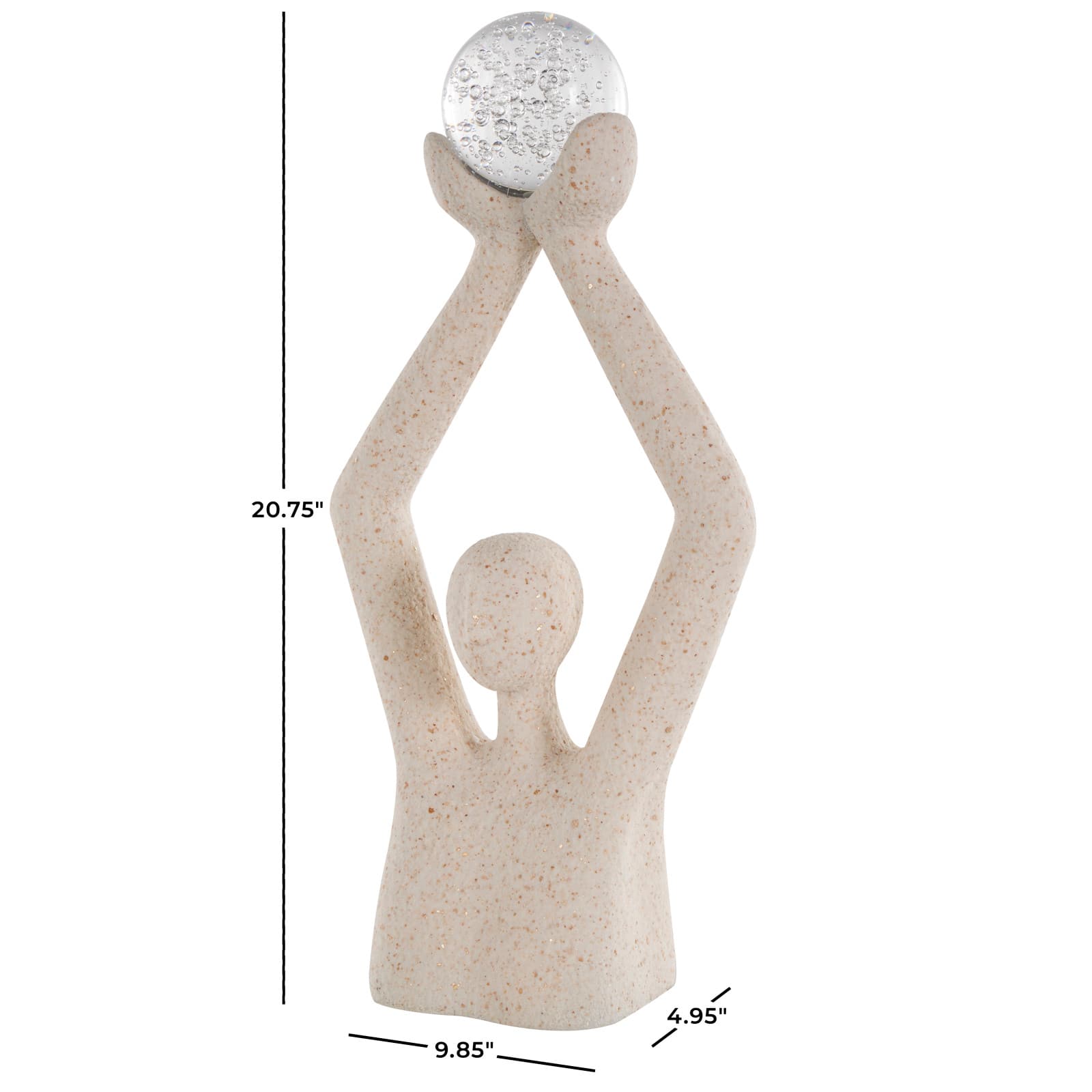 20.75" Cream Polystone People Abstract Textured Sculpture