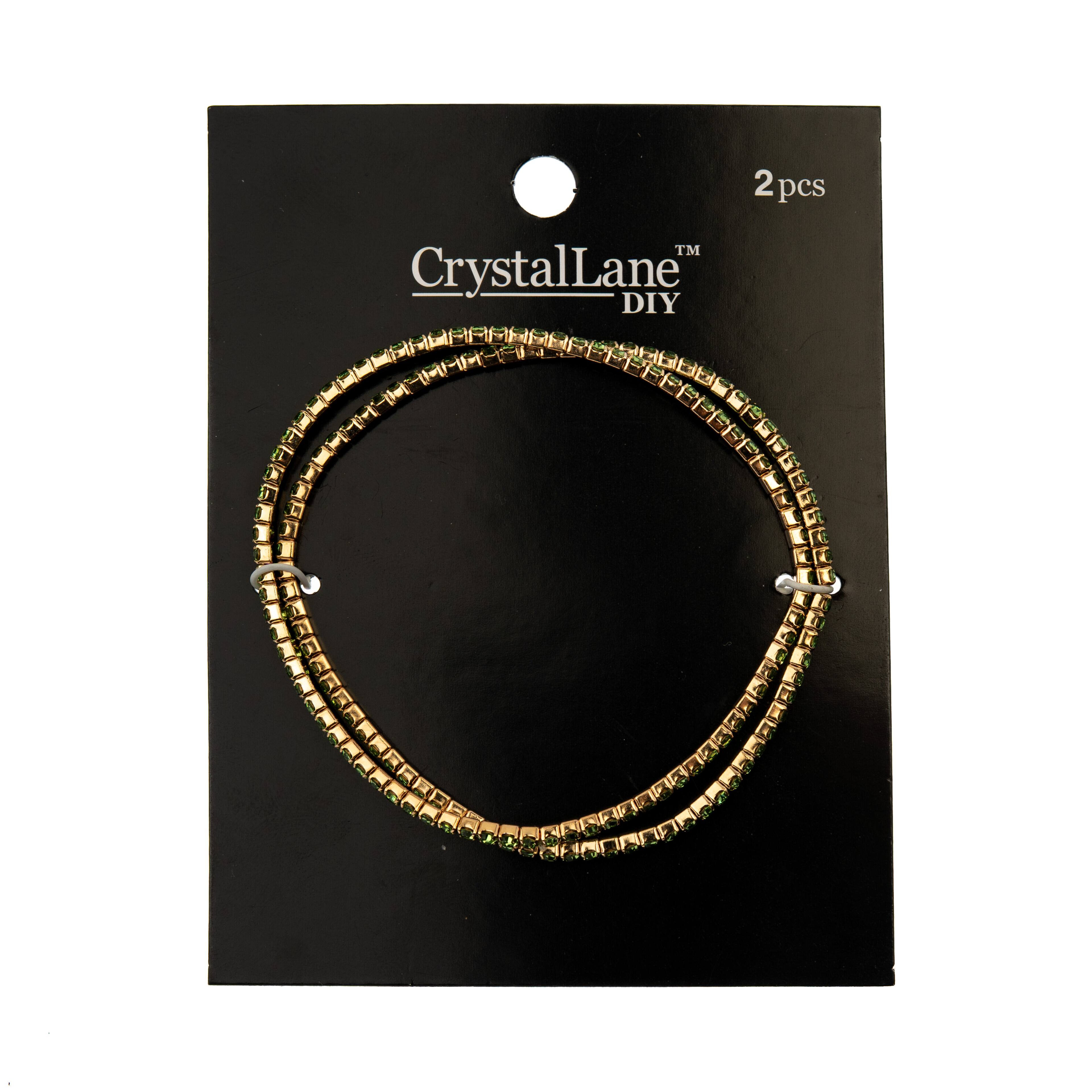 Crystal Lane DIY Gold & Peridot Rhinestones Bracelets, 2ct.