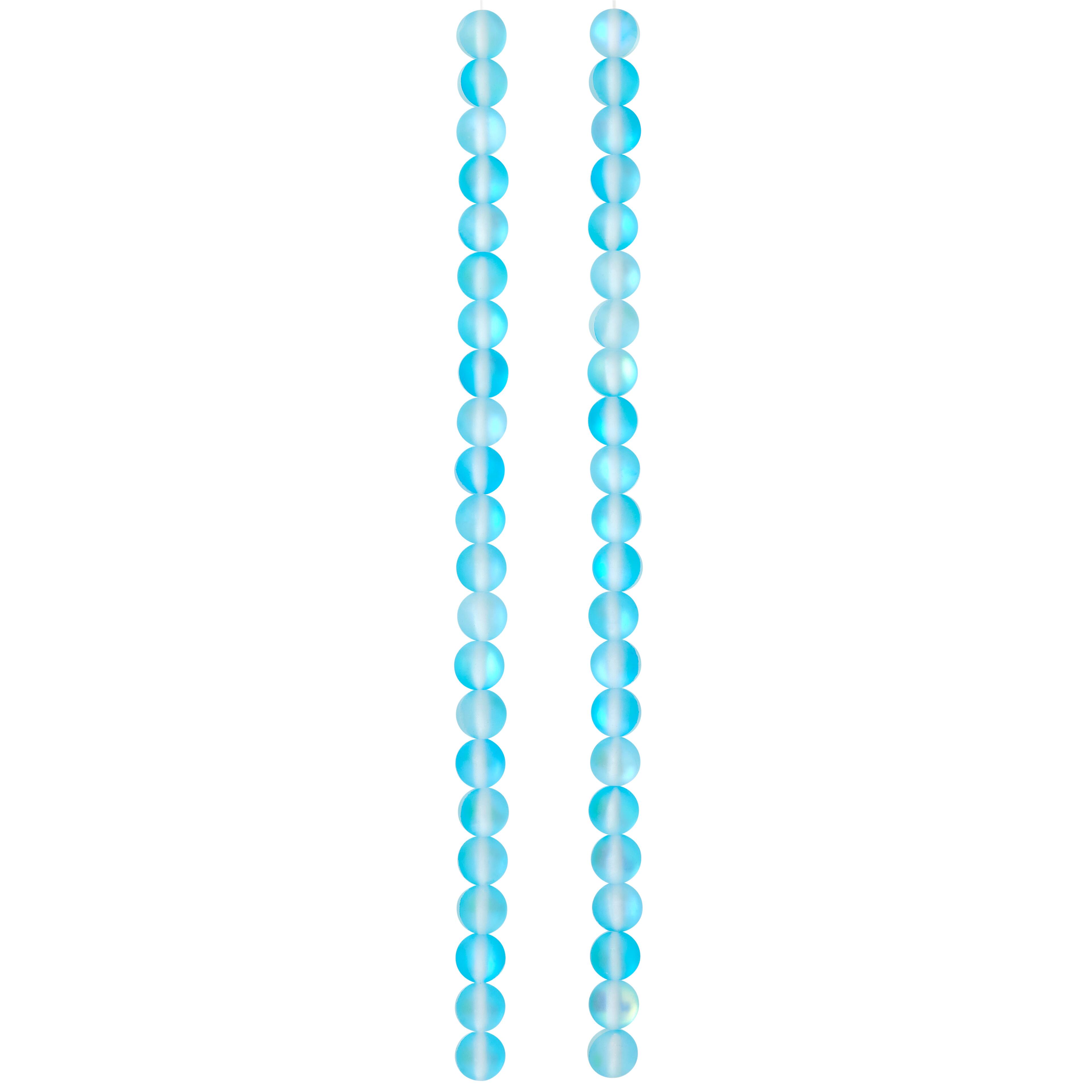 Matte Aqua Opal Glass Round Beads, 6mm by Bead Landing™