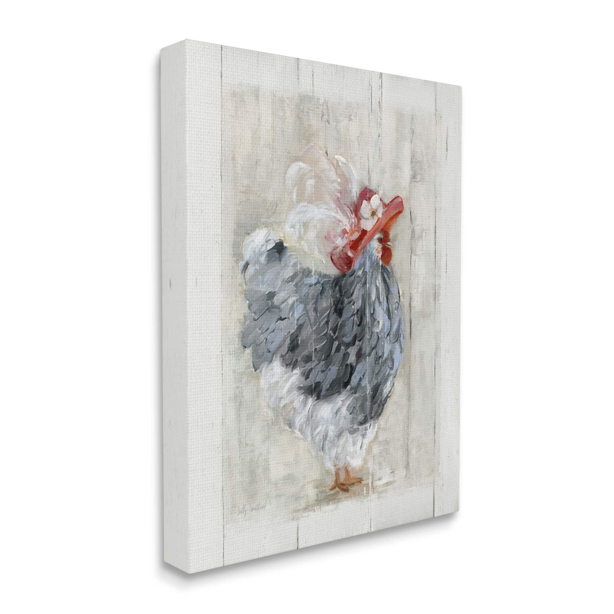 Stupell Industries Farm Chicken in Traditional Brim Hat Chic Bird Canvas Wall Art