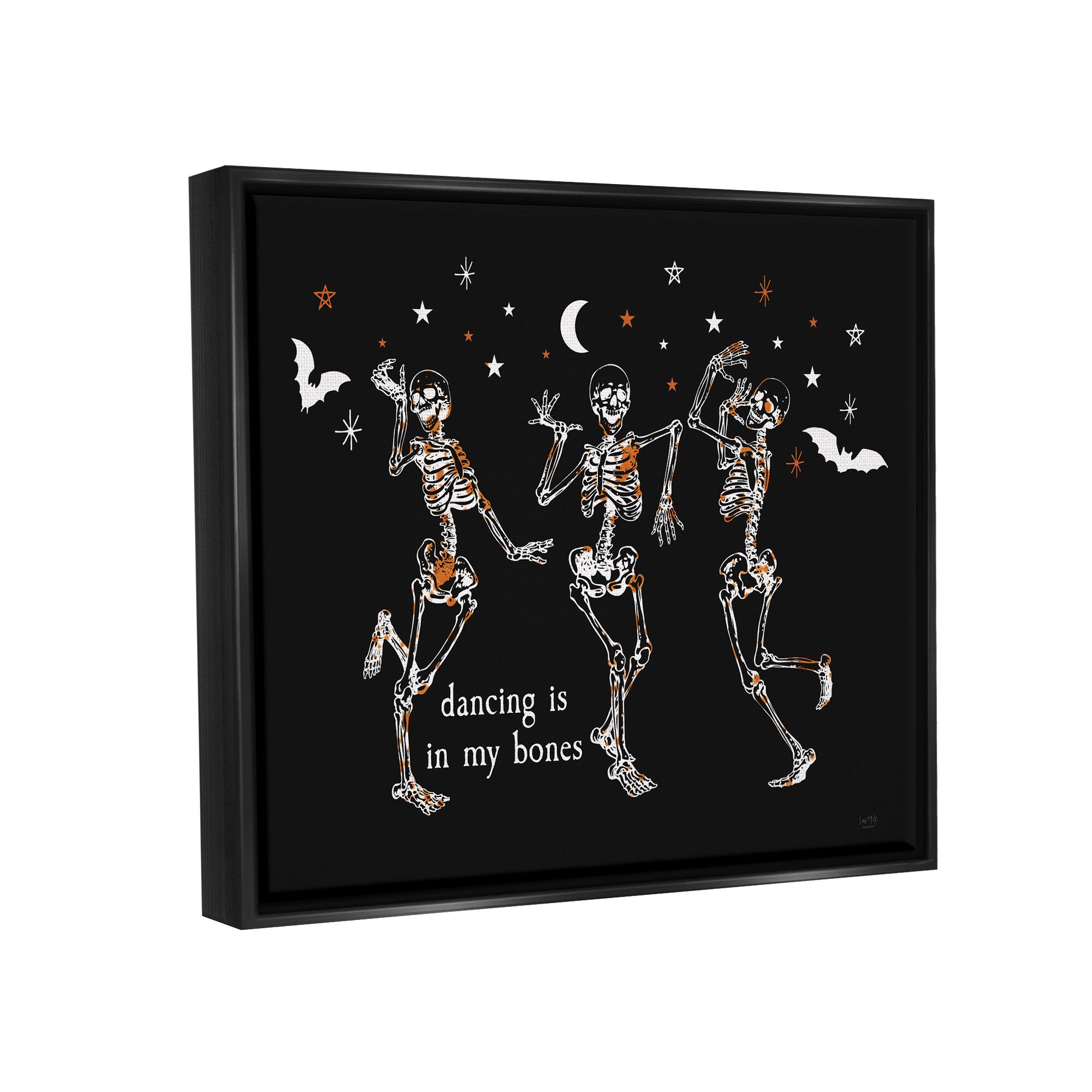 Stupell Industries Dancing In My Bones Skeletons Framed Floater Canvas Wall Art