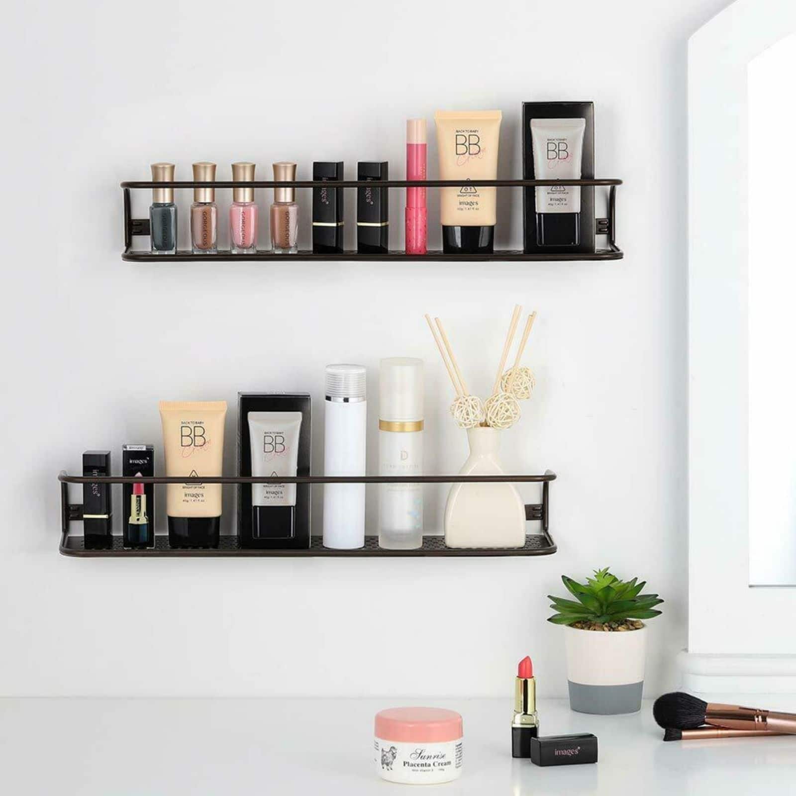 NEX™ Large and Wide Brown Wall-Mounted Spice Storage Rack, 2ct.