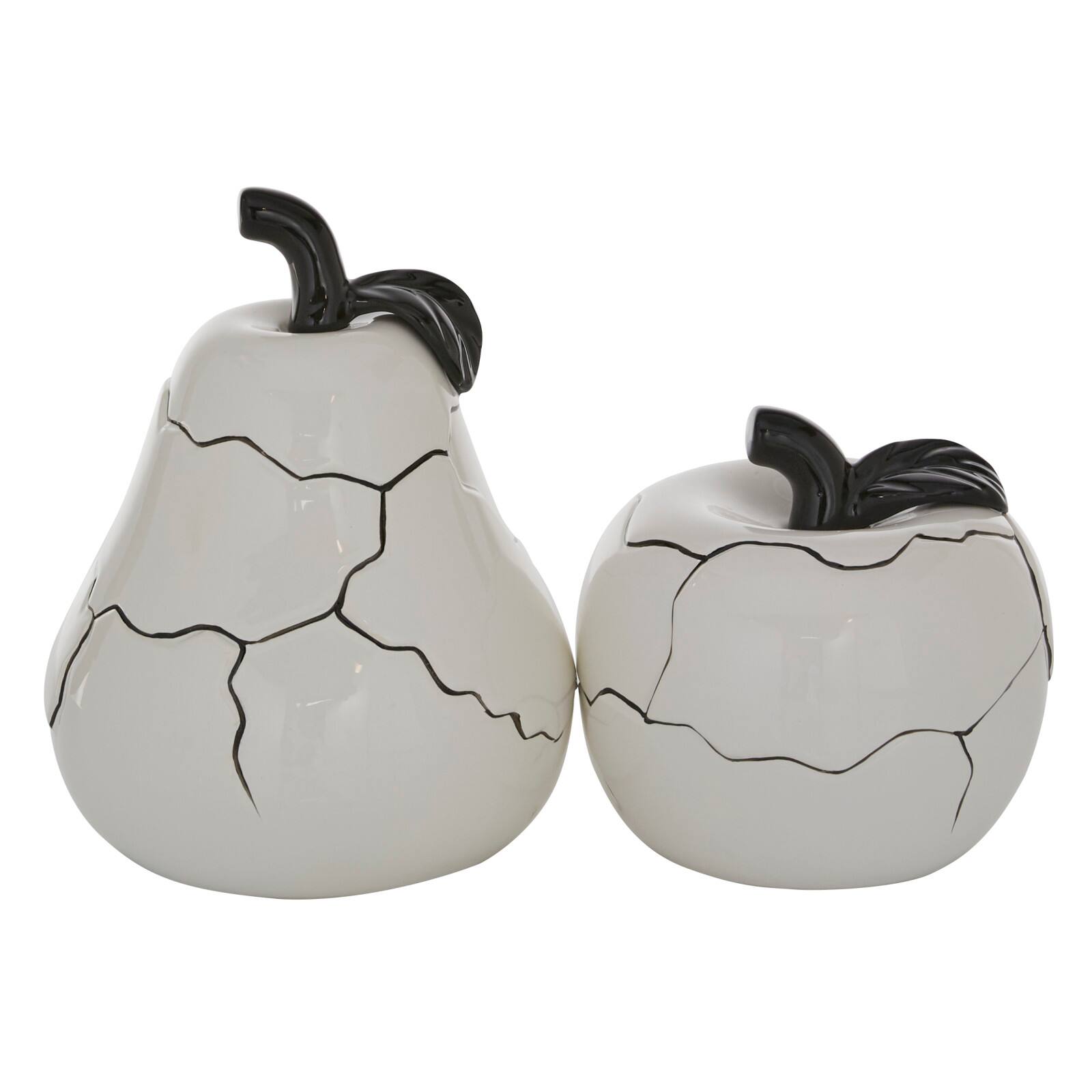 Set of 2 White Dolomite Contemporary Sculpture, 6", 9"