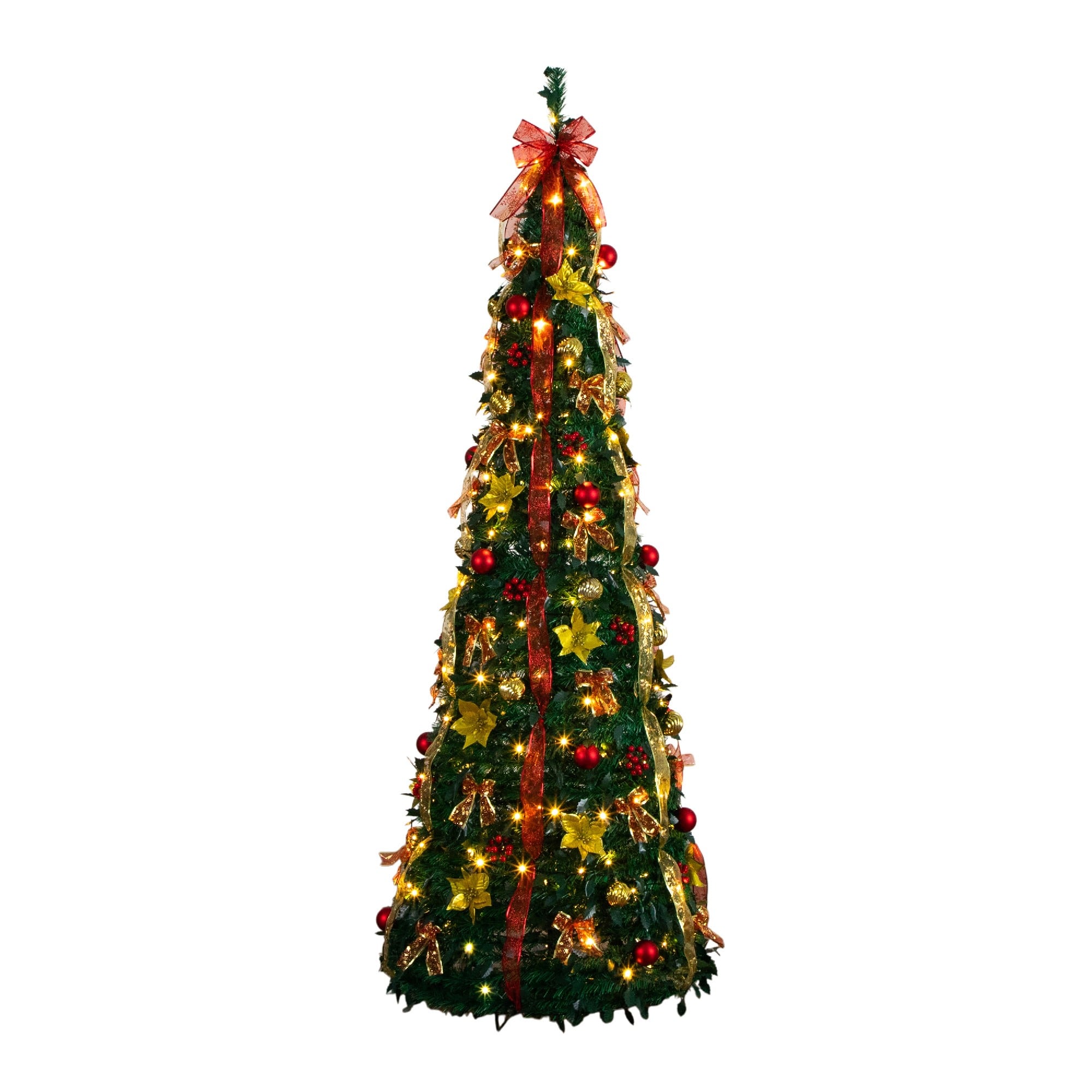 7ft. Pre-Lit Pop-Up Green Artificial Christmas Tree, Warm White LED Lights