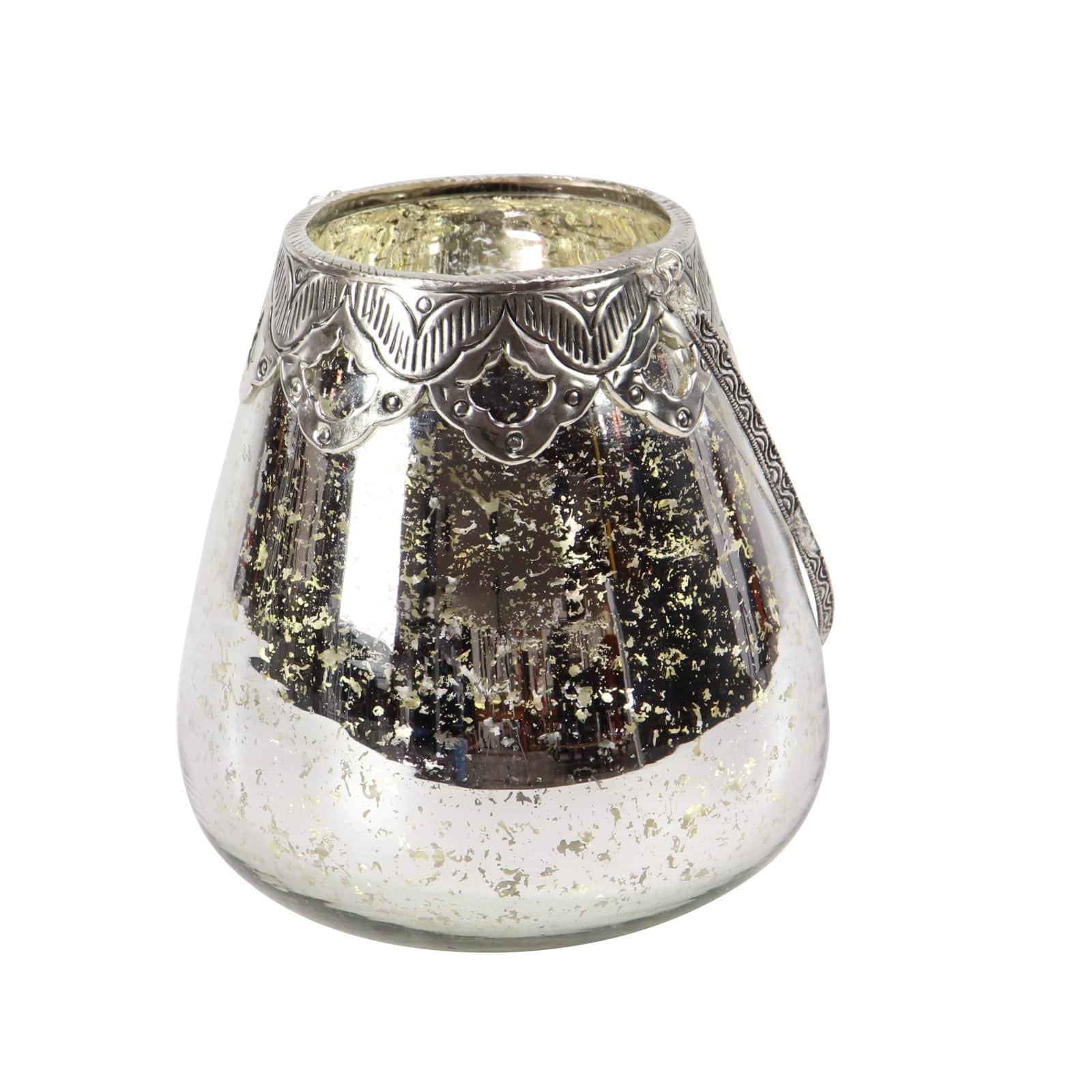 Set of 3 Silver Glass Glam Candle Holder, 5", 7", 9"