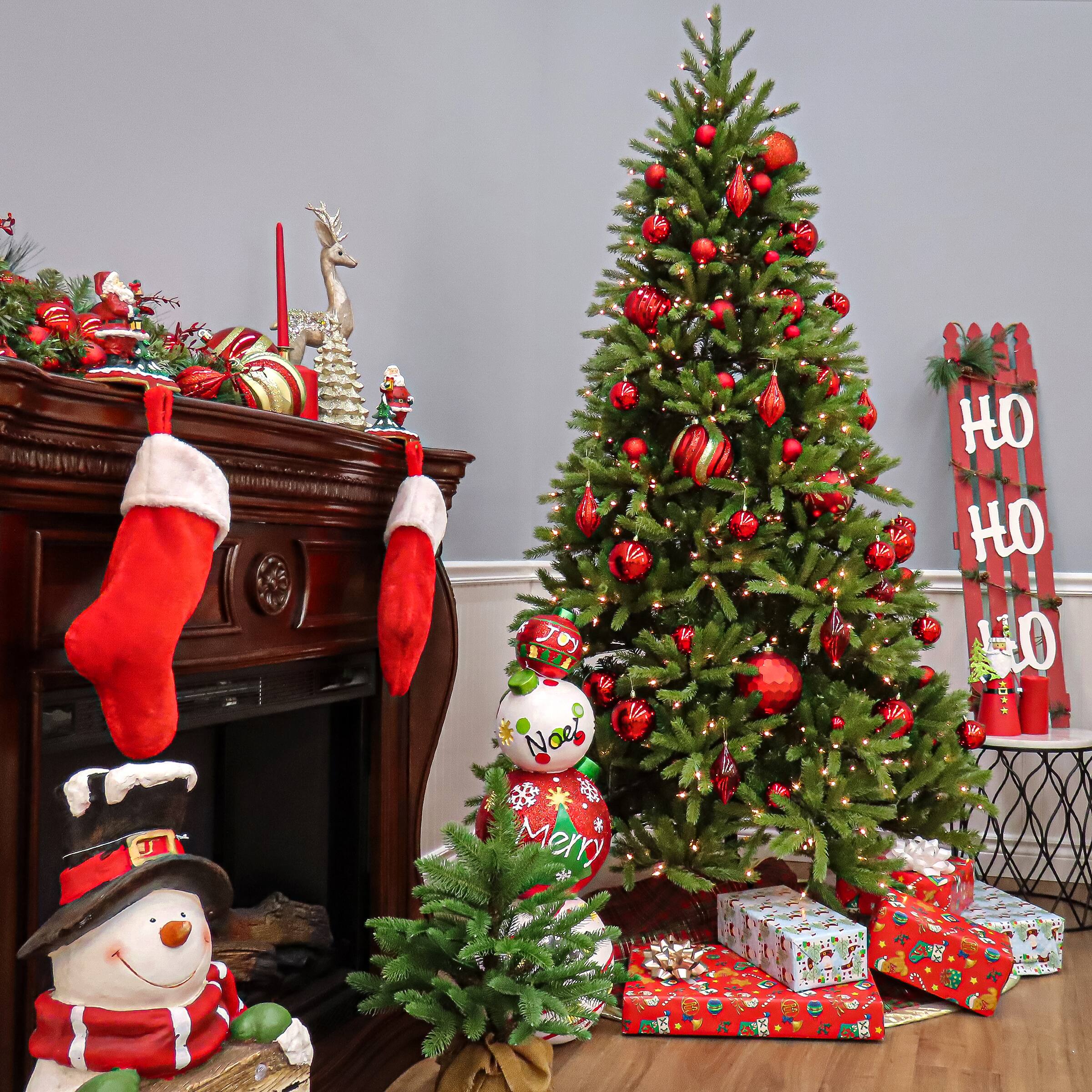9 Ft. Pre-Lit Feel Real® Jersey Frasier Fir Pencil Slim Artificial Christmas Tree, Clear Lights
