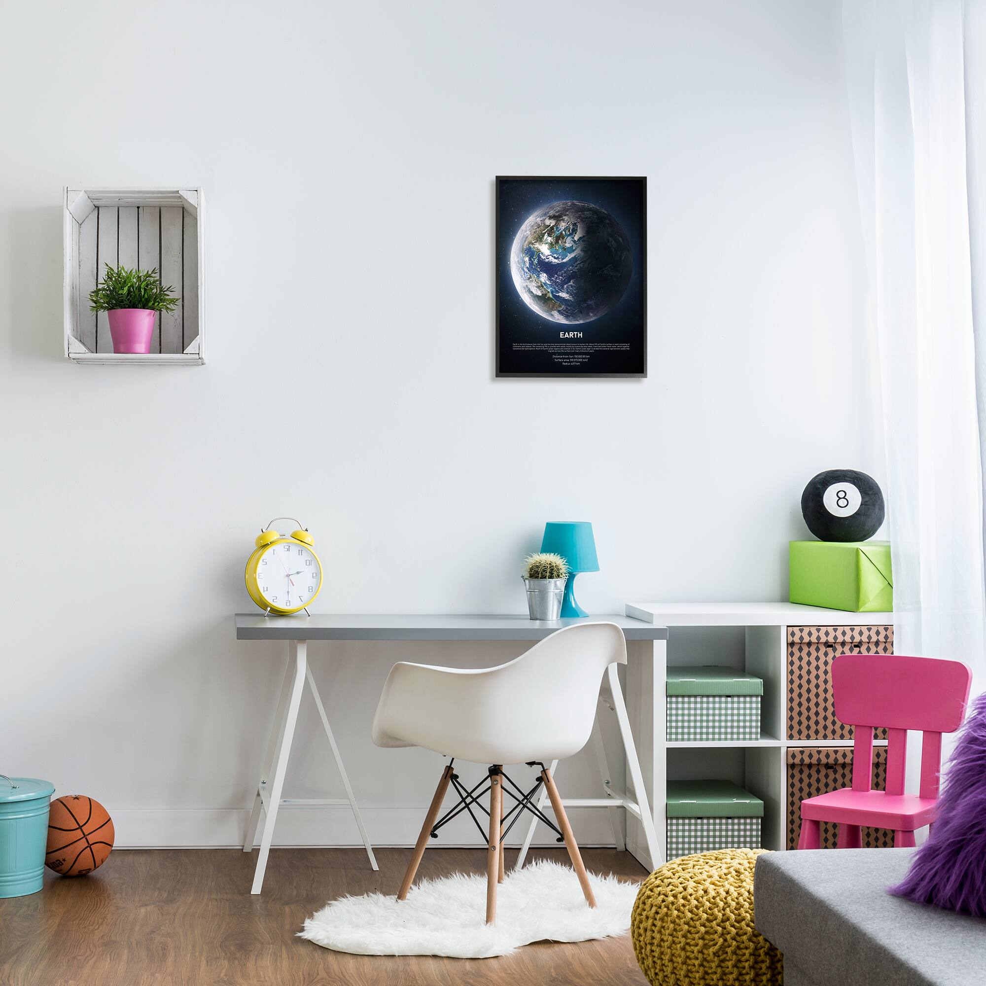 Stupell Industries Planet Earth Infographic Milk Way Outer Space Facts in Frame Wall Art