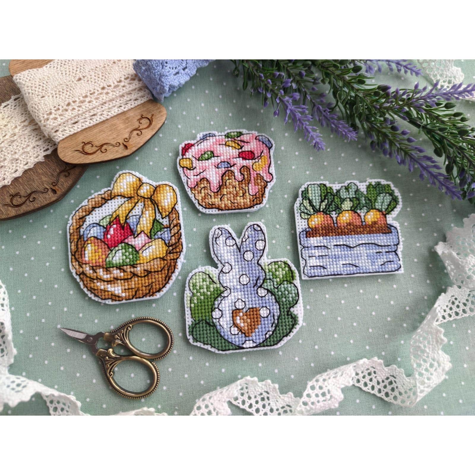 MP Studia Rabbit and Carrots. Magnets Plastic Canvas Plastic Canvas Counted Cross Stitch Kit