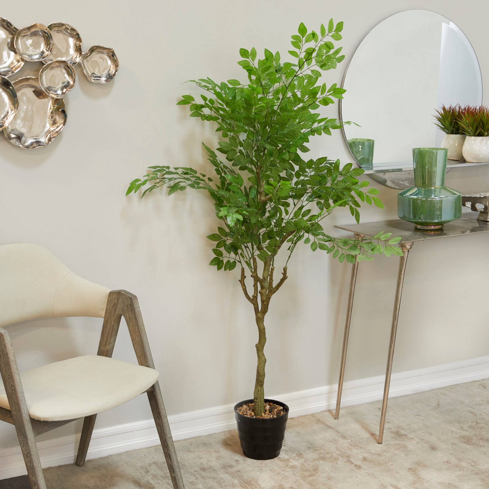61" Green Vinyl Contemporary Potted Artificial Tree