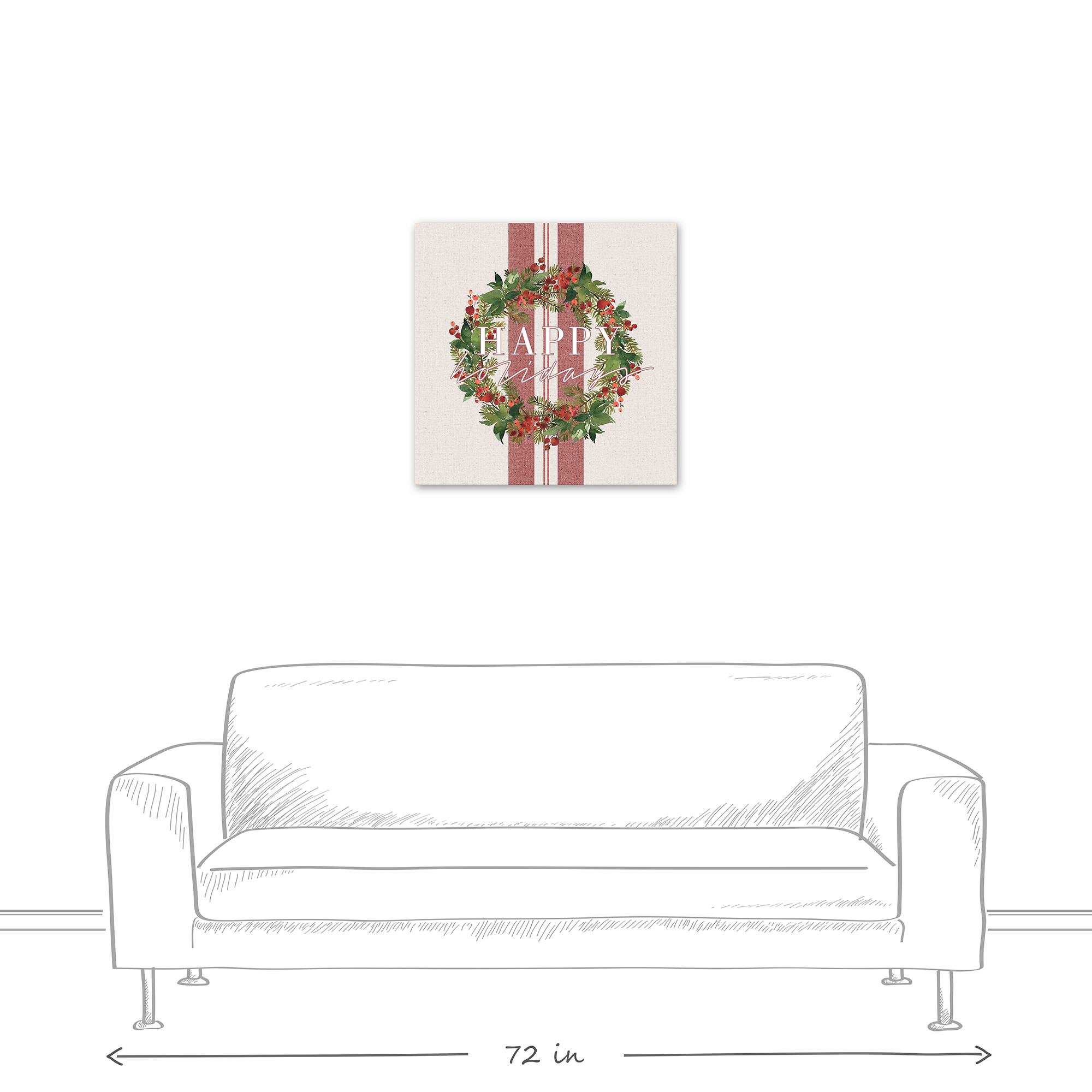 Happy Holidays Wreath Canvas Wall Art