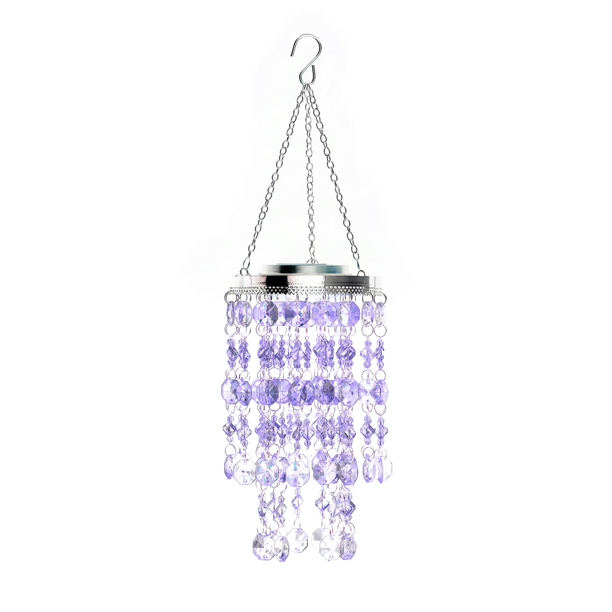 Glitzhome® 19" Solar Lighted Transparent Jewel Beaded Hanging Décor