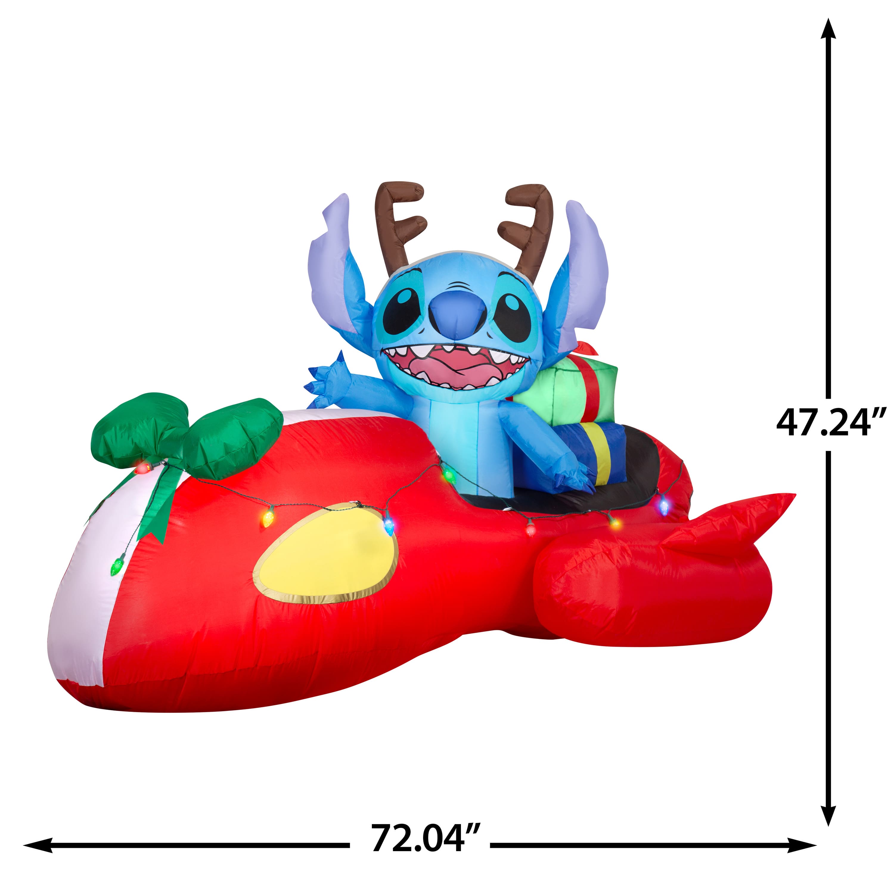 4ft. Airblown® Disney® Inflatable Stitch in Red Speeder Car with Light String Christmas Décor