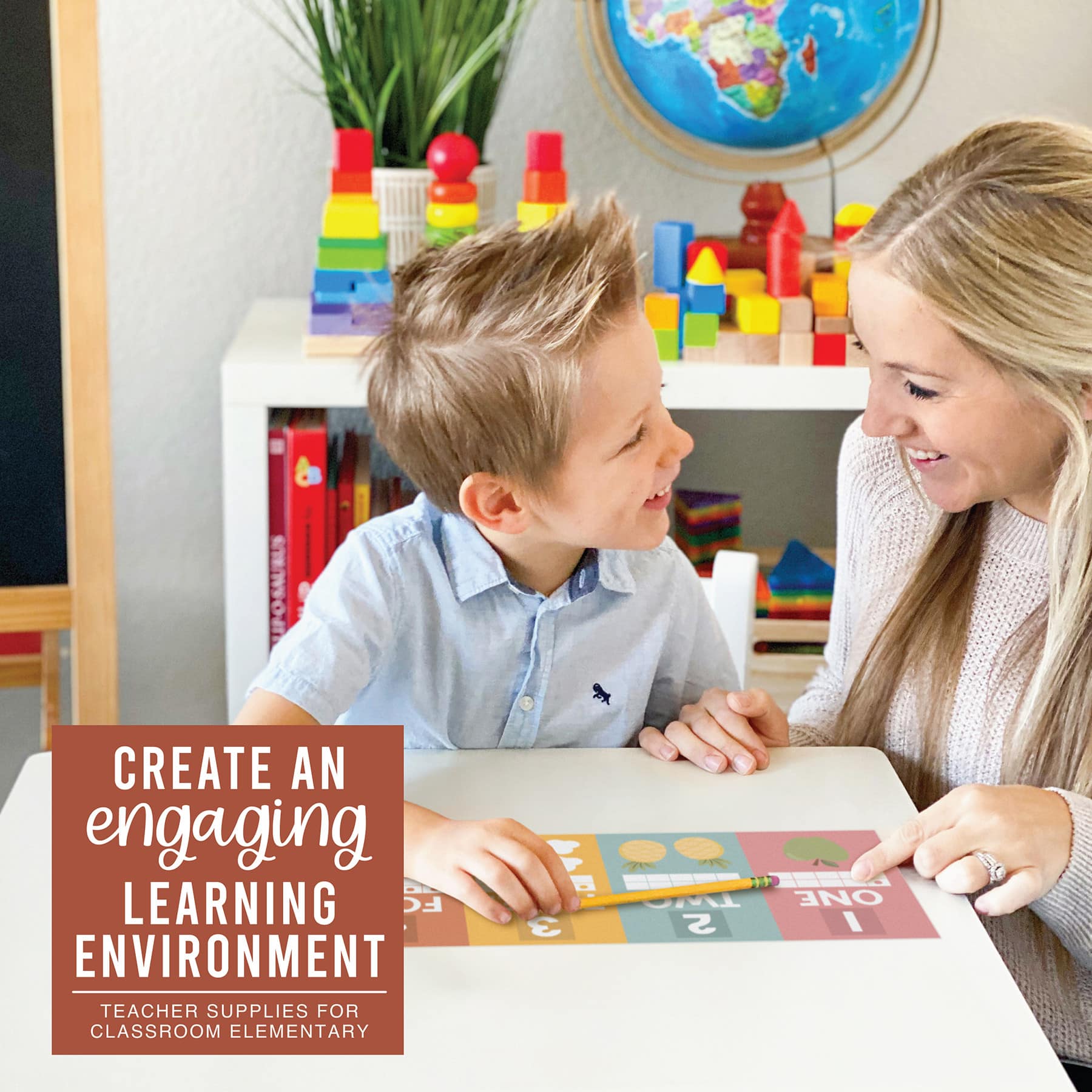 Hadley Designs 6" x 14" Boho Muted Number Line & Alphabet Letters for Classroom Wall Set