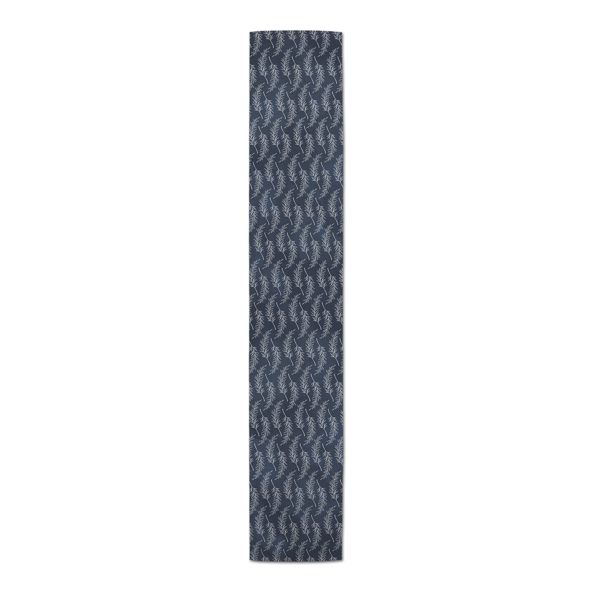 Fern Leaves On Navy Outdoor Table Runner
