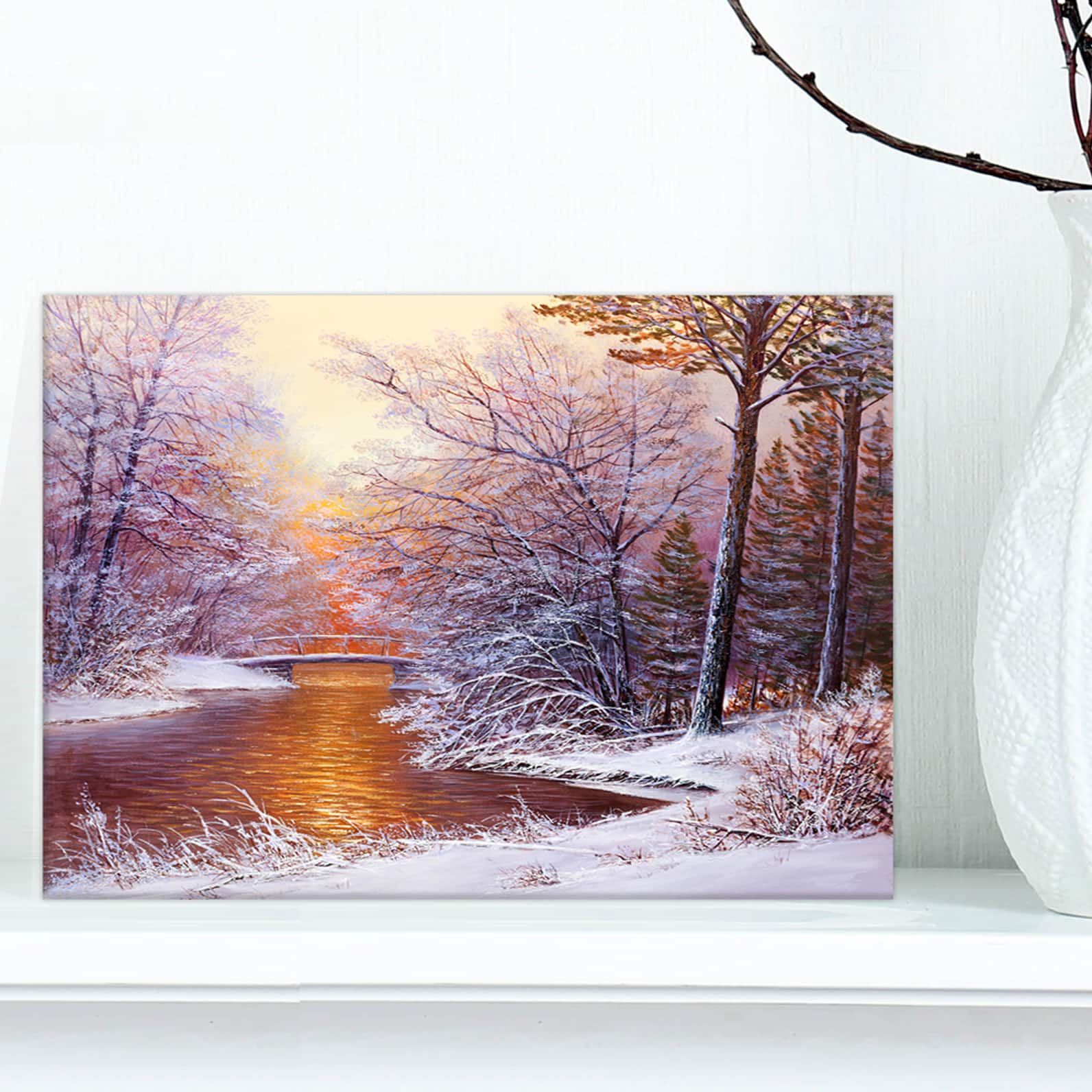 Designart - Winter Landscape with River