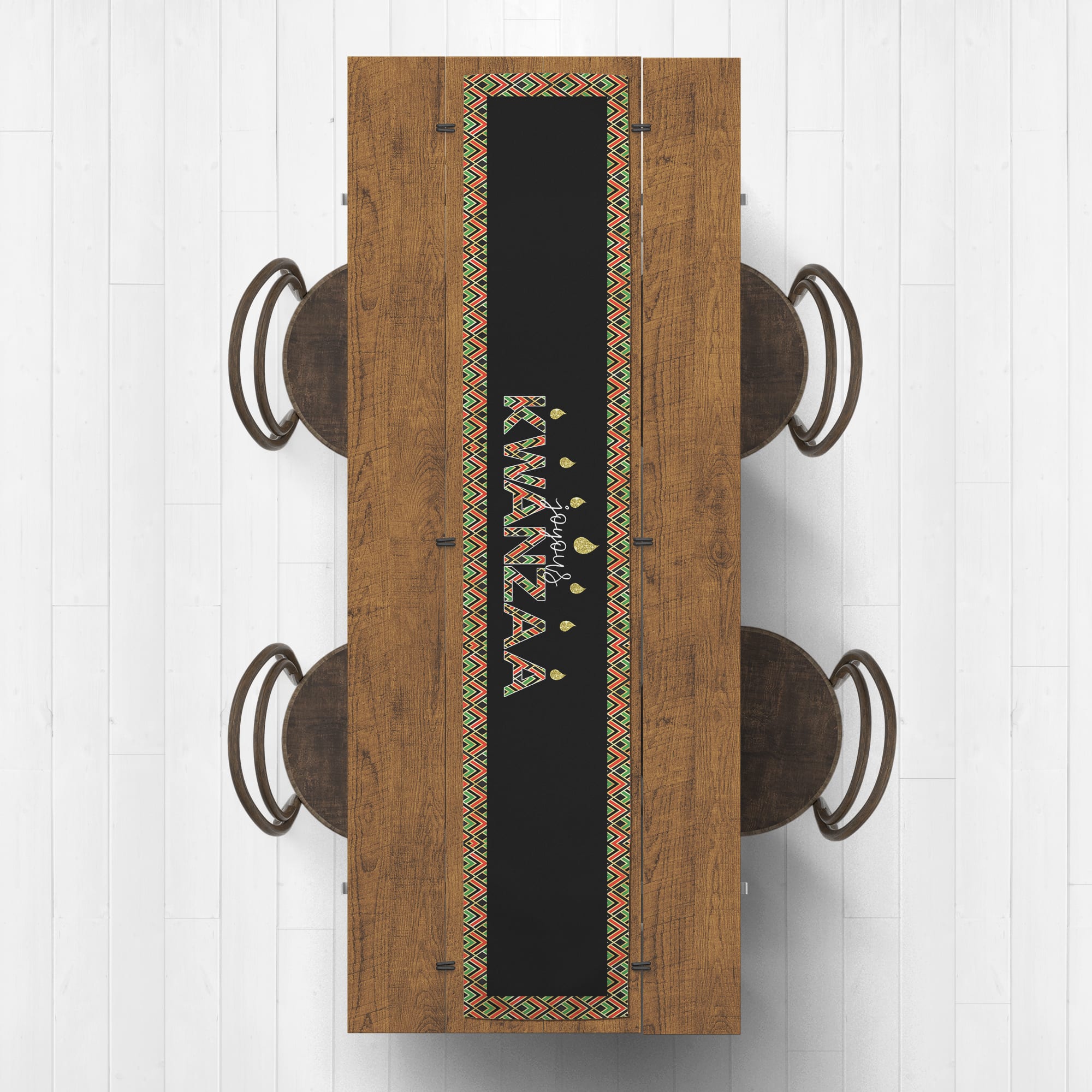 72" Joyous Kwanzaa Glitter Table Runner