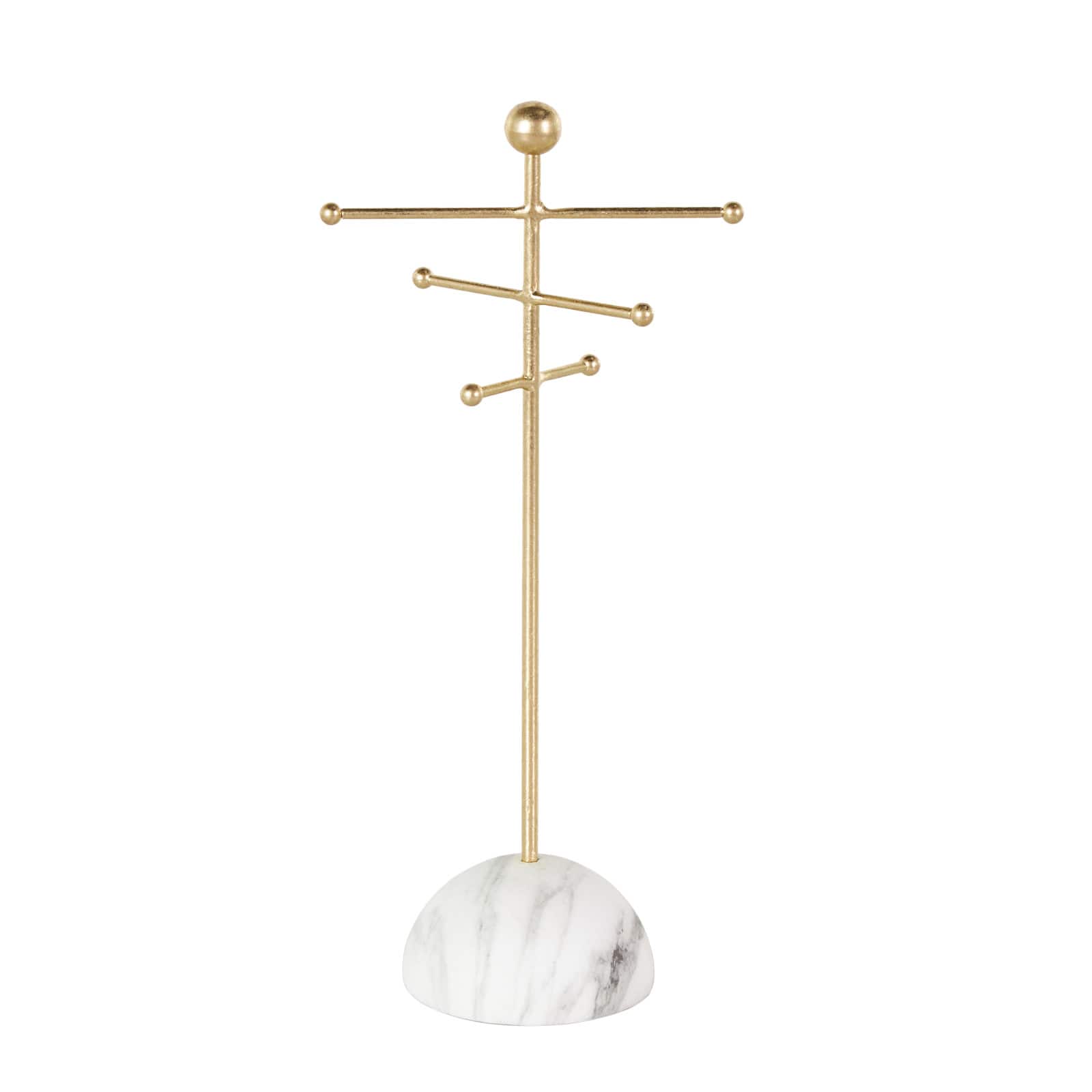 13" Gold Metal 6-Slot Jewelry Stand with White Base