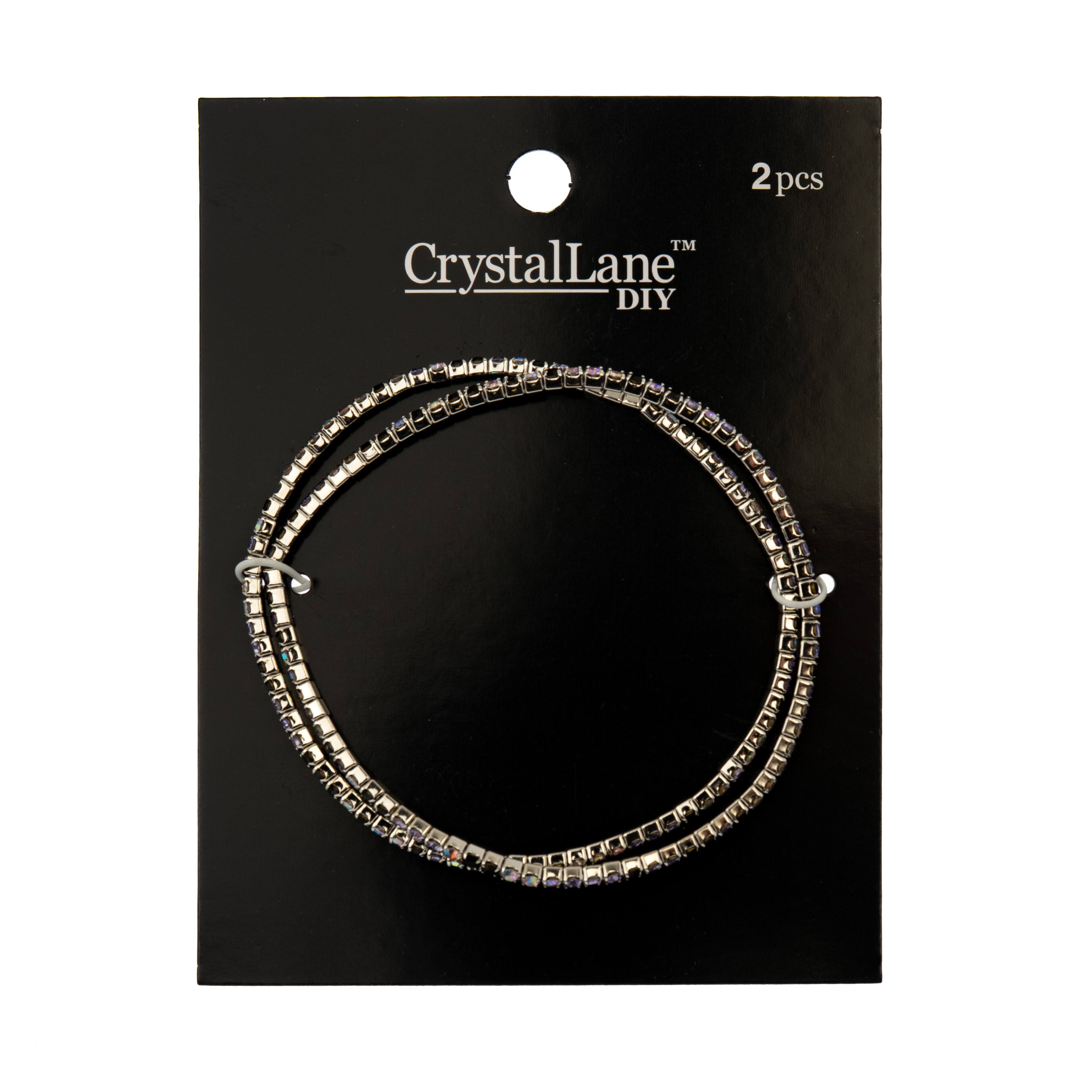 Crystal Lane DIY Silver Crystal, Violet & Jet Rhinestones Bracelets, 2ct.