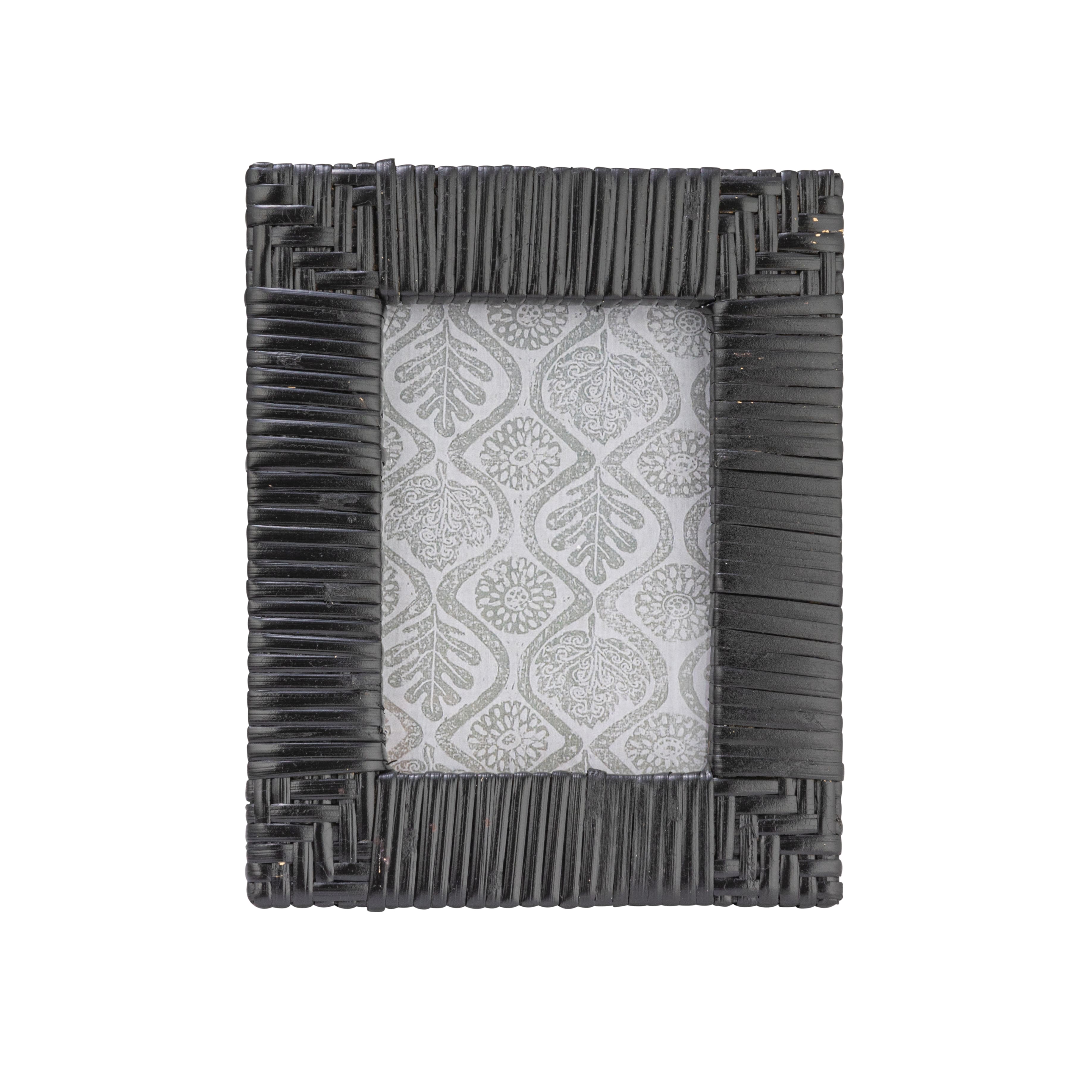 Hello Honey® Black Handwoven Rattan Photo Frame
