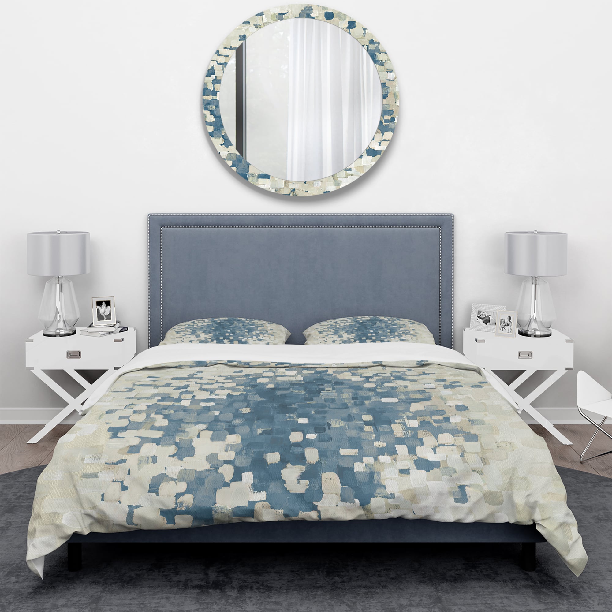 Designart 'Geometric Blue Spots' Geometric Bedding Set - Duvet Cover & Shams