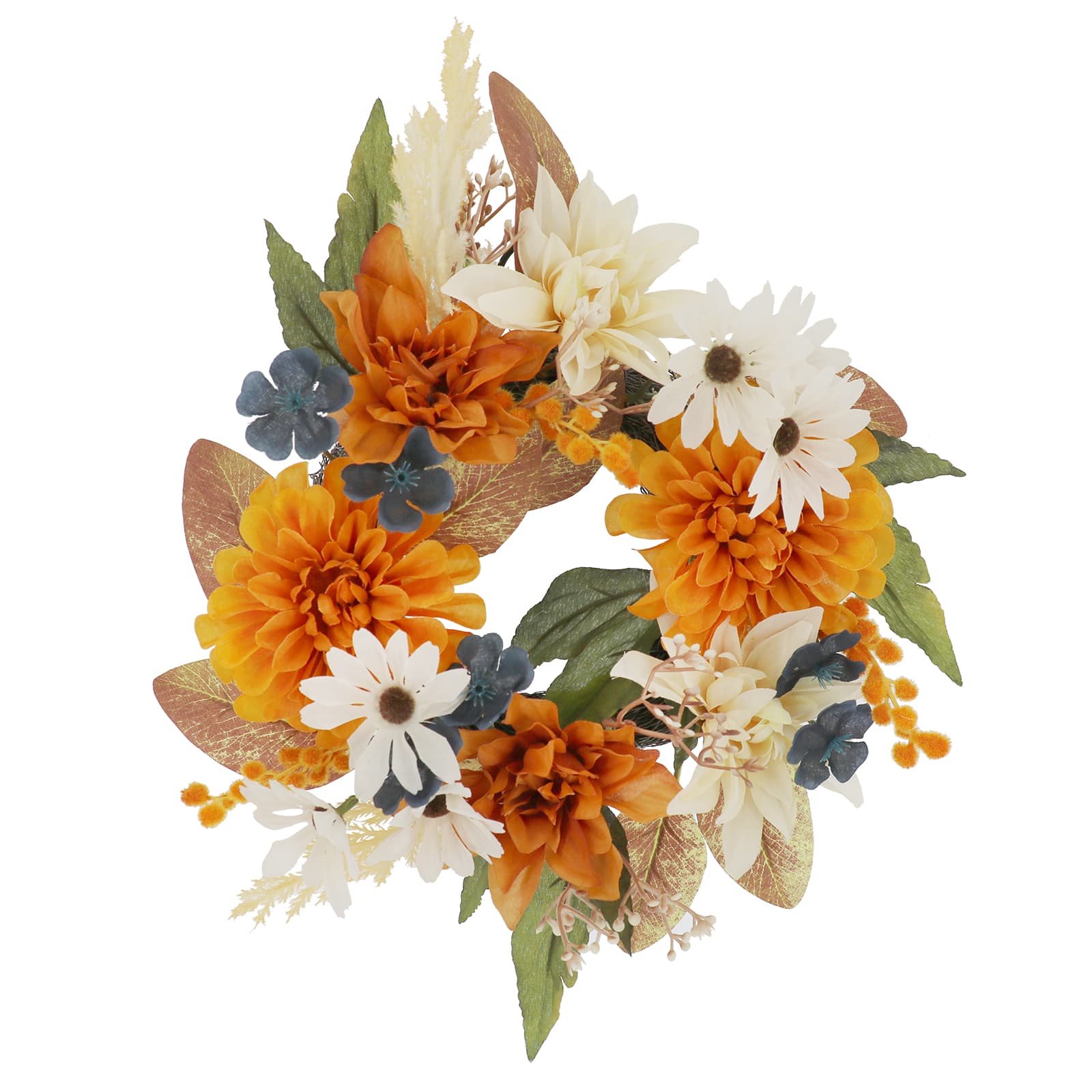 12" Orange Dahlia & Cream Mum Mix Mini Wreath by Ashland®