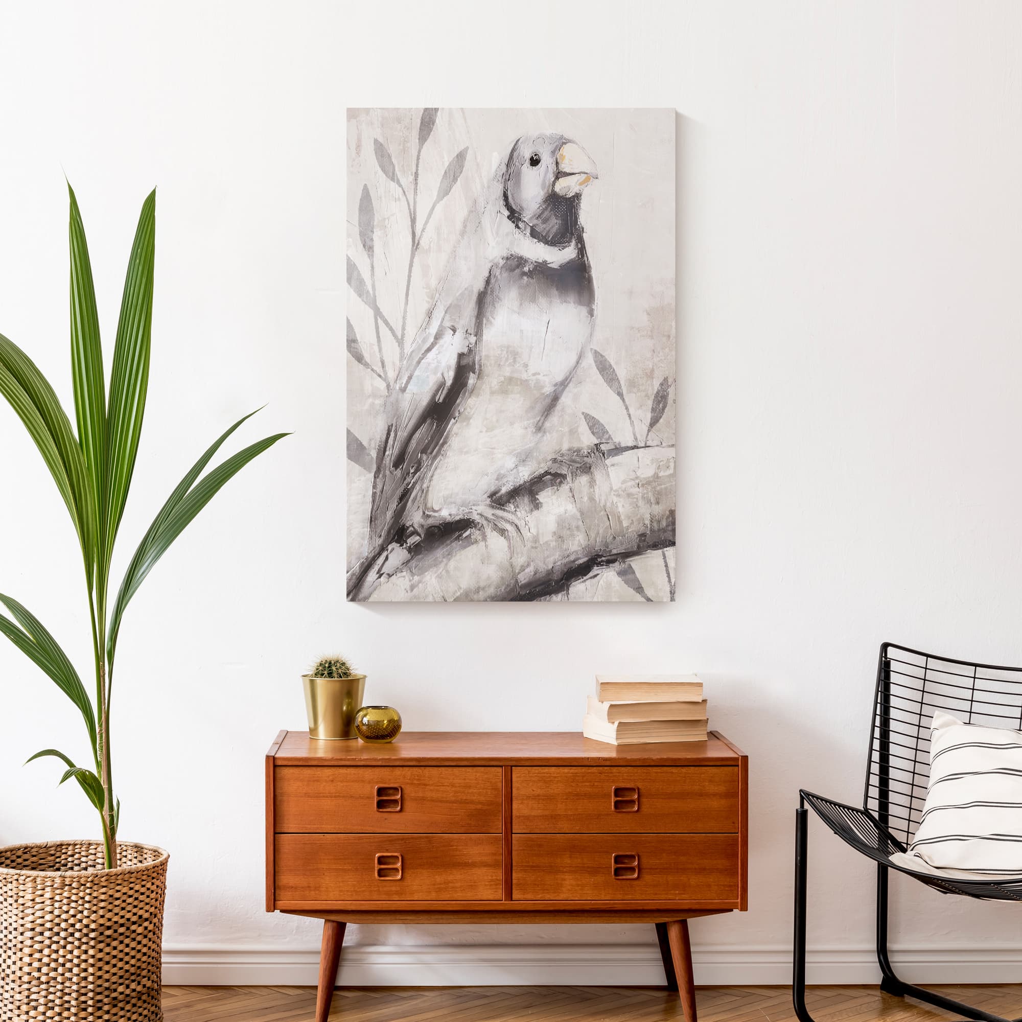 Dusty Blue Bird Canvas Wall Art