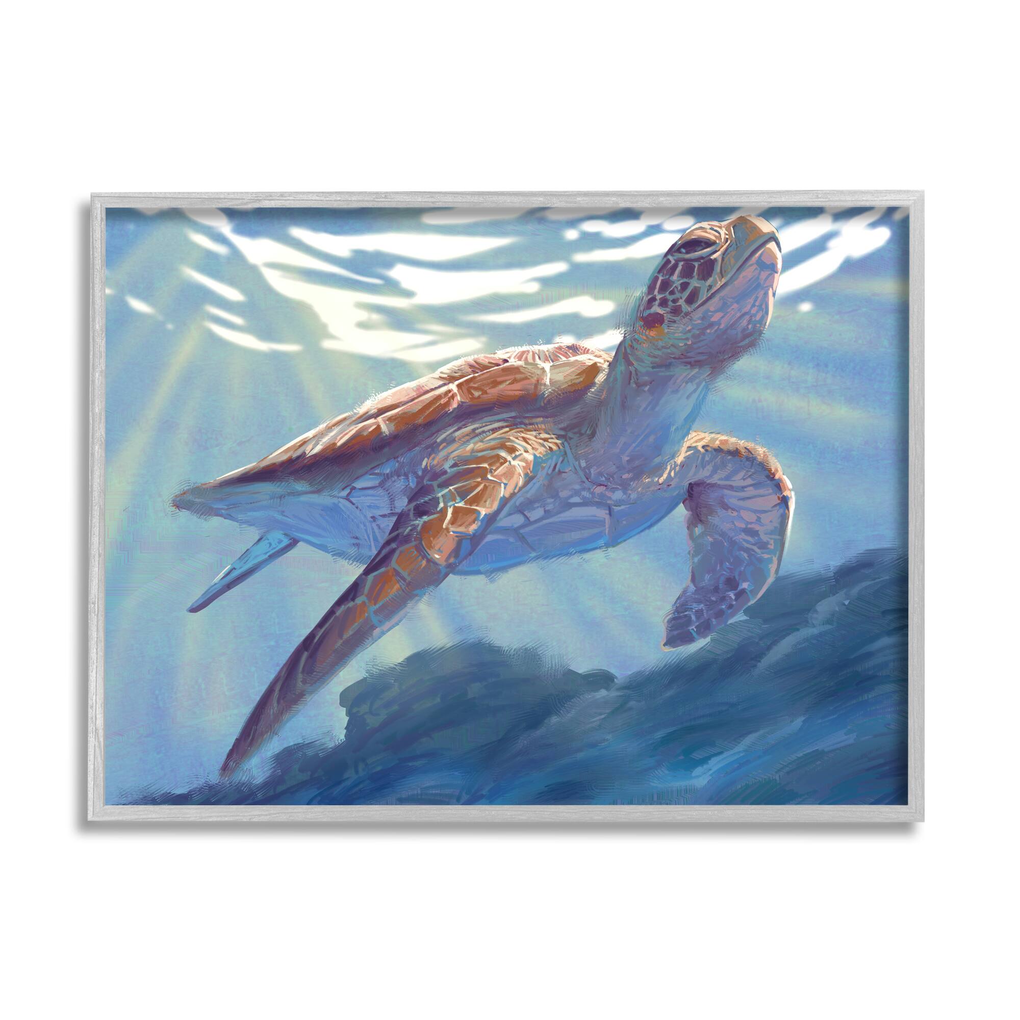 Stupell Industries Deep Ocean Sea Turtle Framed Giclee Art