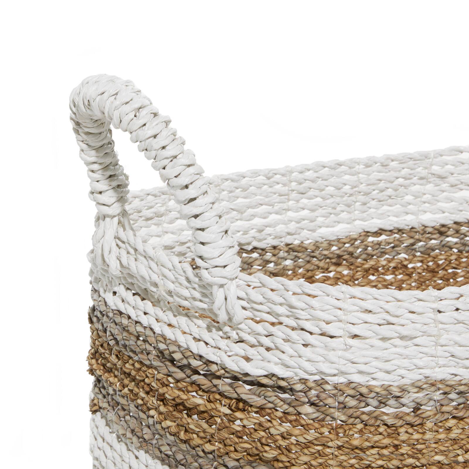 White & Brown Nesting Storage Basket Set