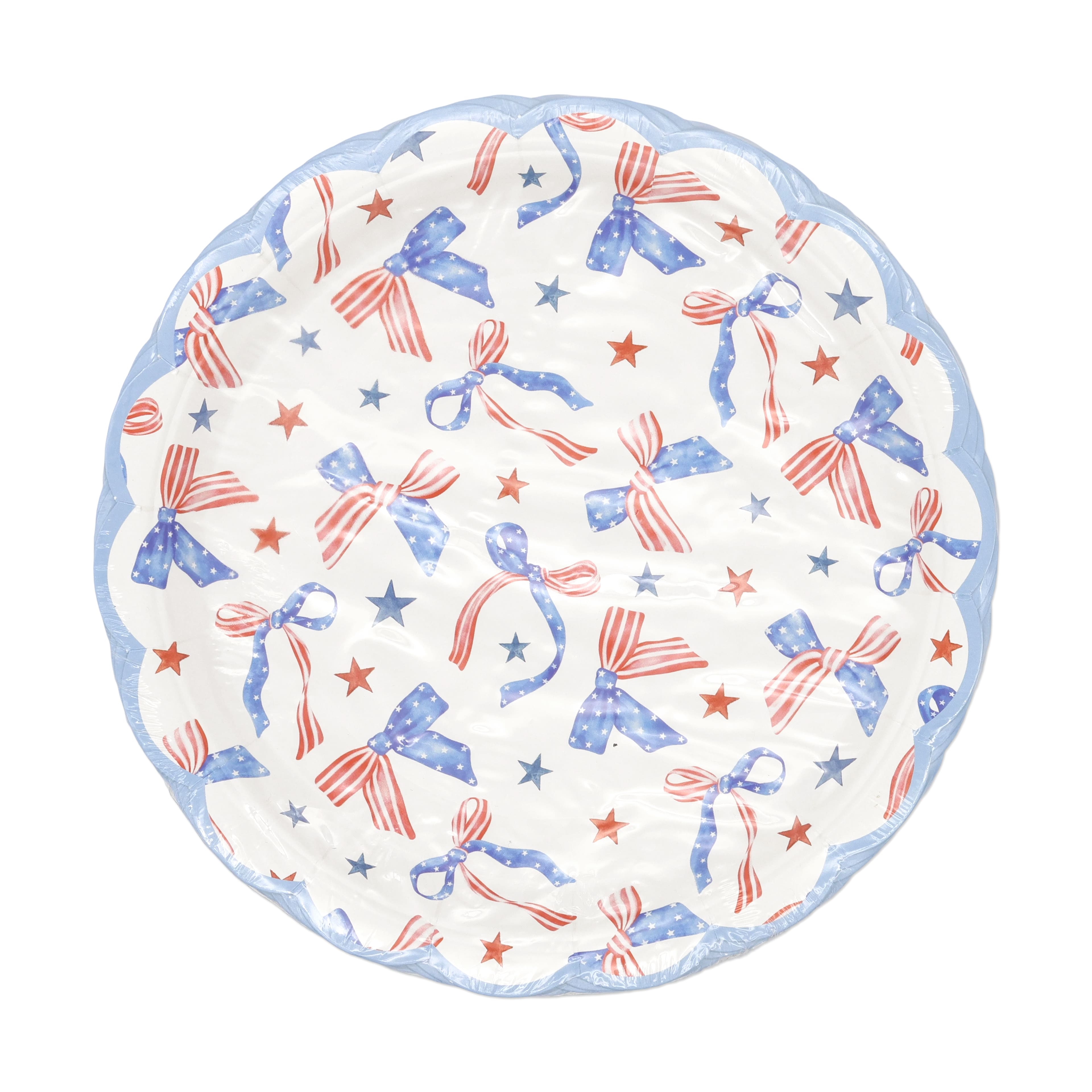 7" Red, White & Blue Flag Bow Snack Plates, 10ct. by Celebrate It™