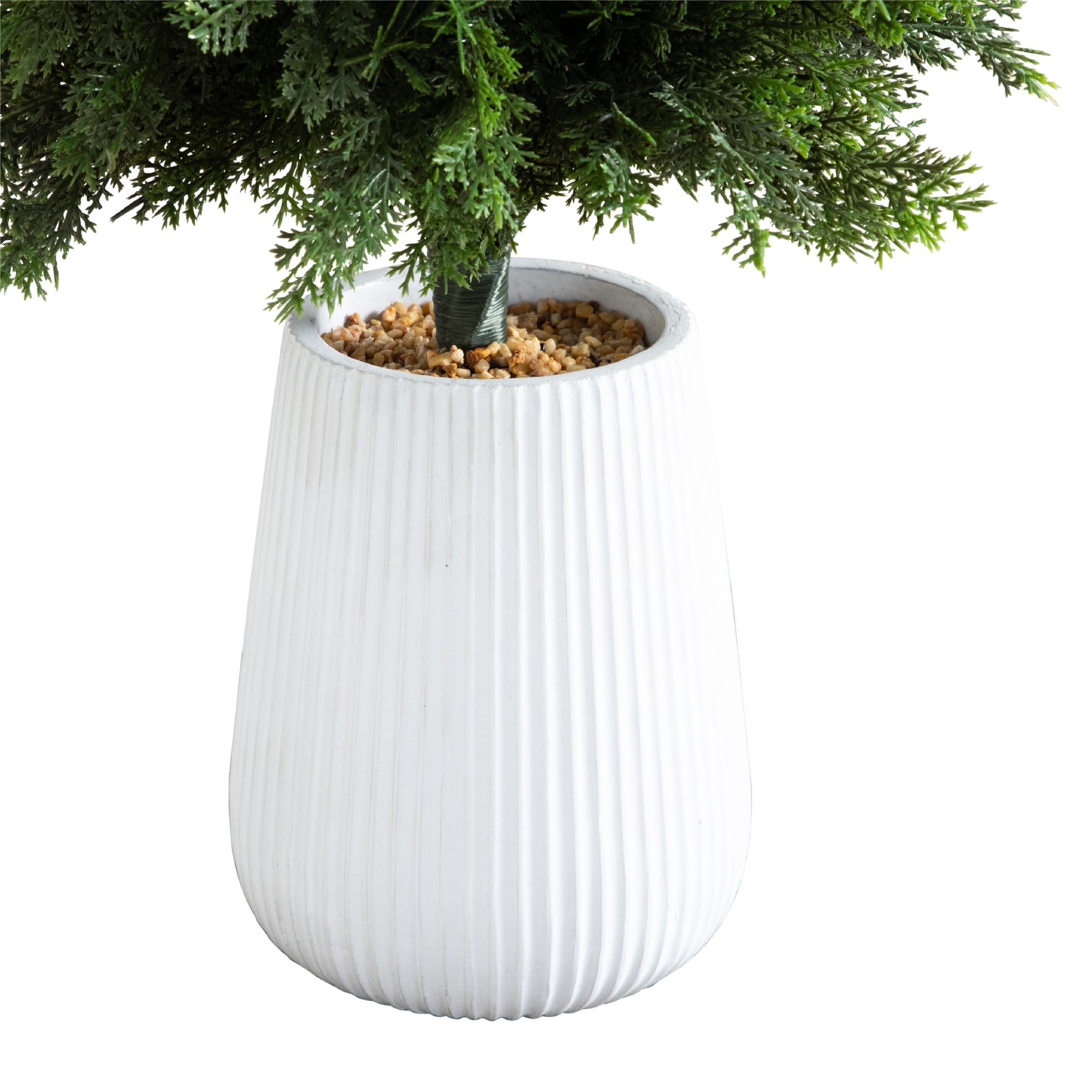 3ft. UV-Resistant Cedar Tree in Decorative White Planter