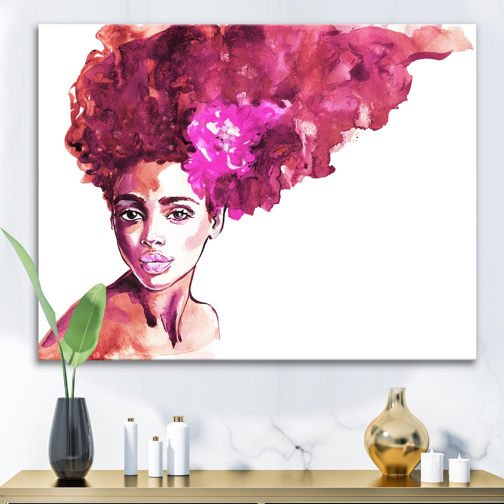 Designart - Portrait of African American Woman VI - Modern Canvas Wall Art Print