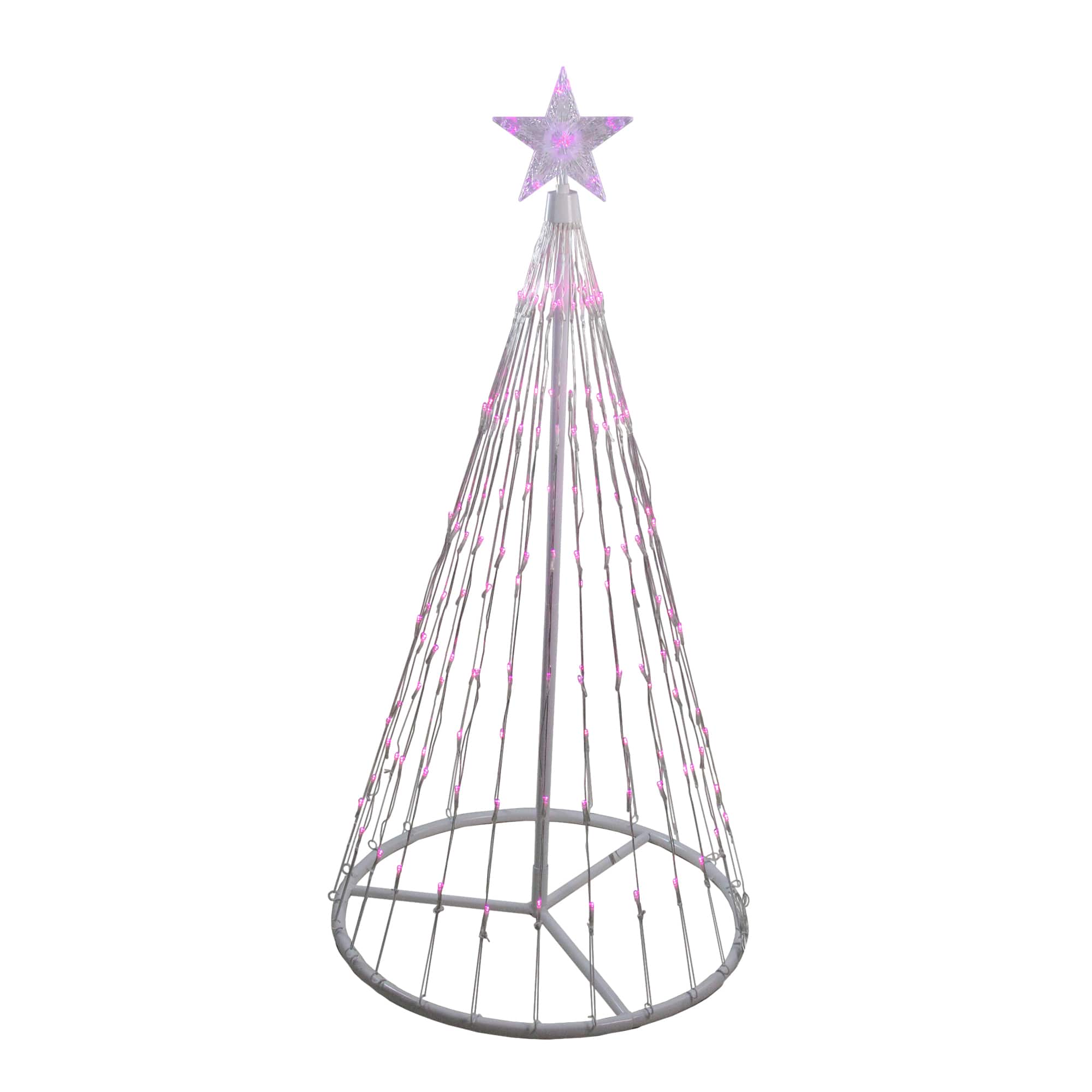 Northlight 4ft. Pre-Lit LED Lighted Show Cone Christmas Tree Decoration, Pink LED Lights