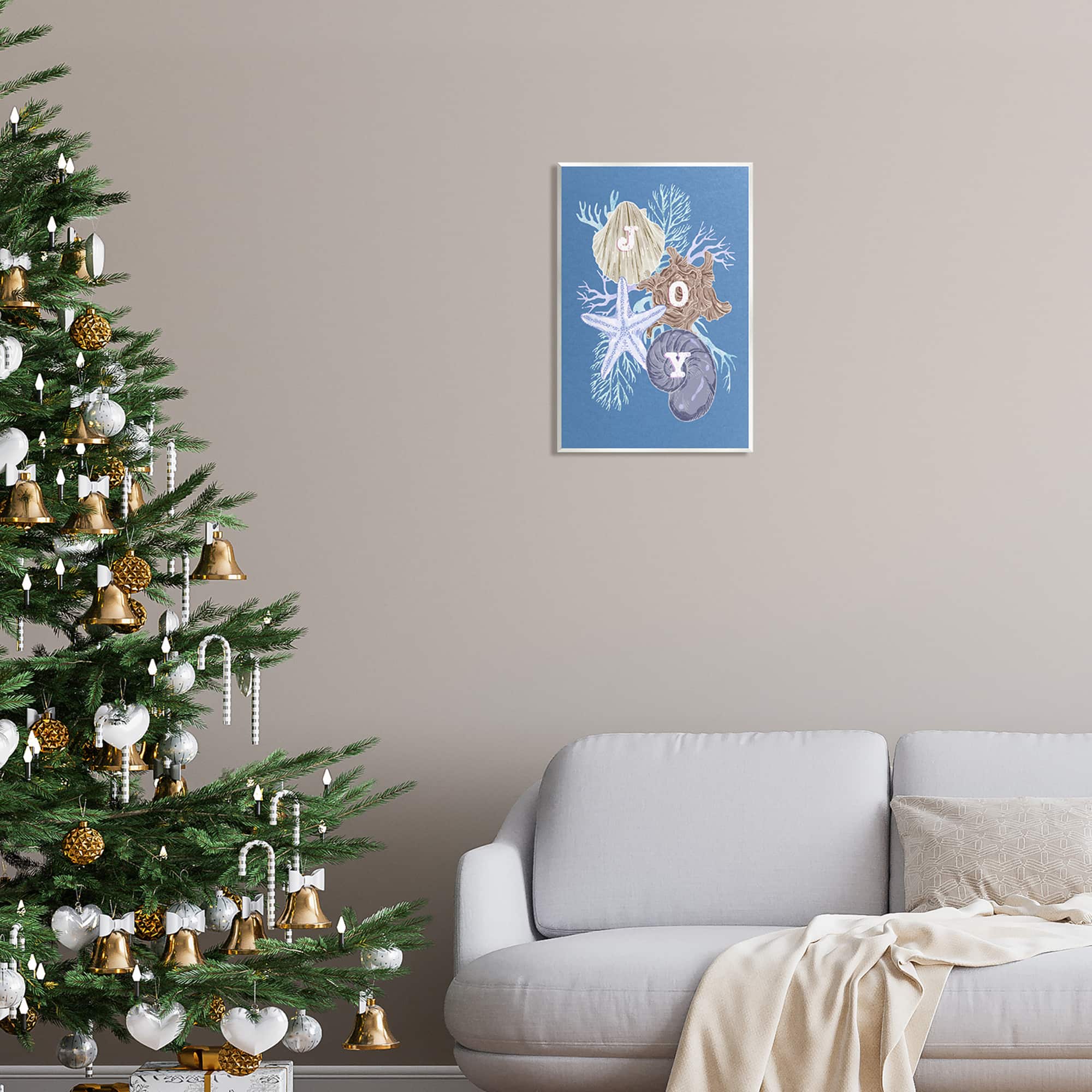 Stupell Industries Joy Nautical Holiday Seashells Wall Plaque Art