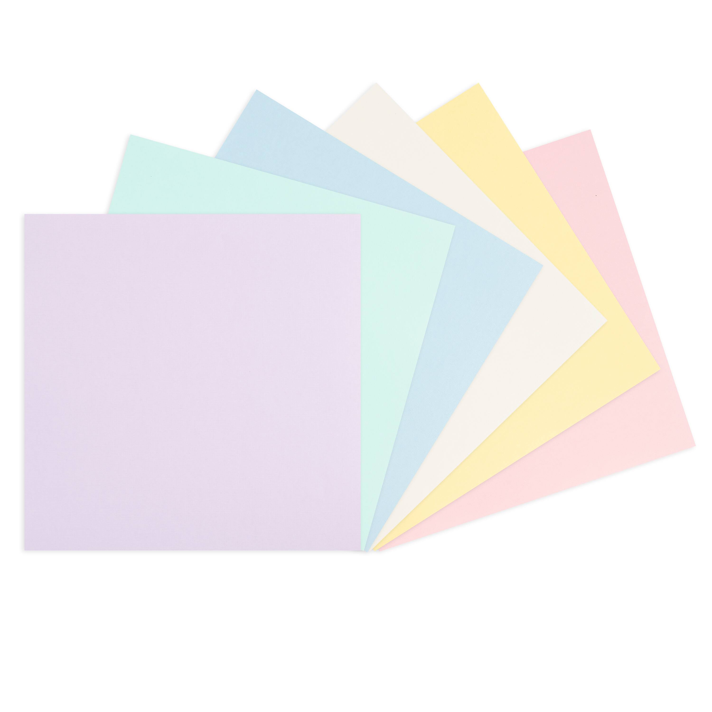 Papier cartonné à texture de lin aux teintes pastel de 30,4 cm x 30,4 cm de Recollections, 60 feuilles