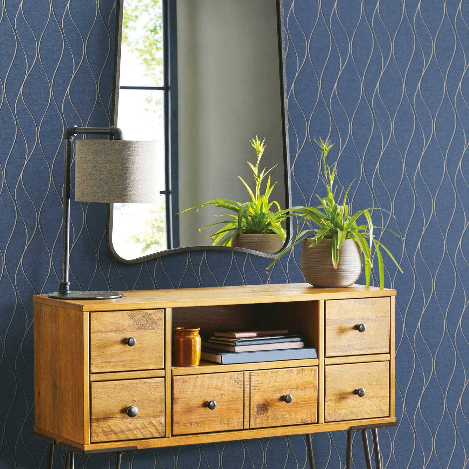 RoomMates Wave Ogee Peel & Stick Wallpaper