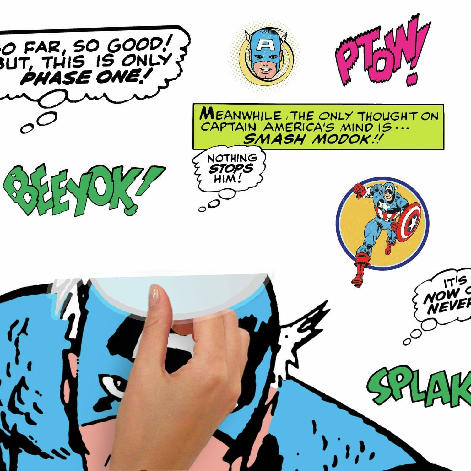 RoomMates Marvel Classic Captain America Comic Peel & Stick Giant Wall Decal