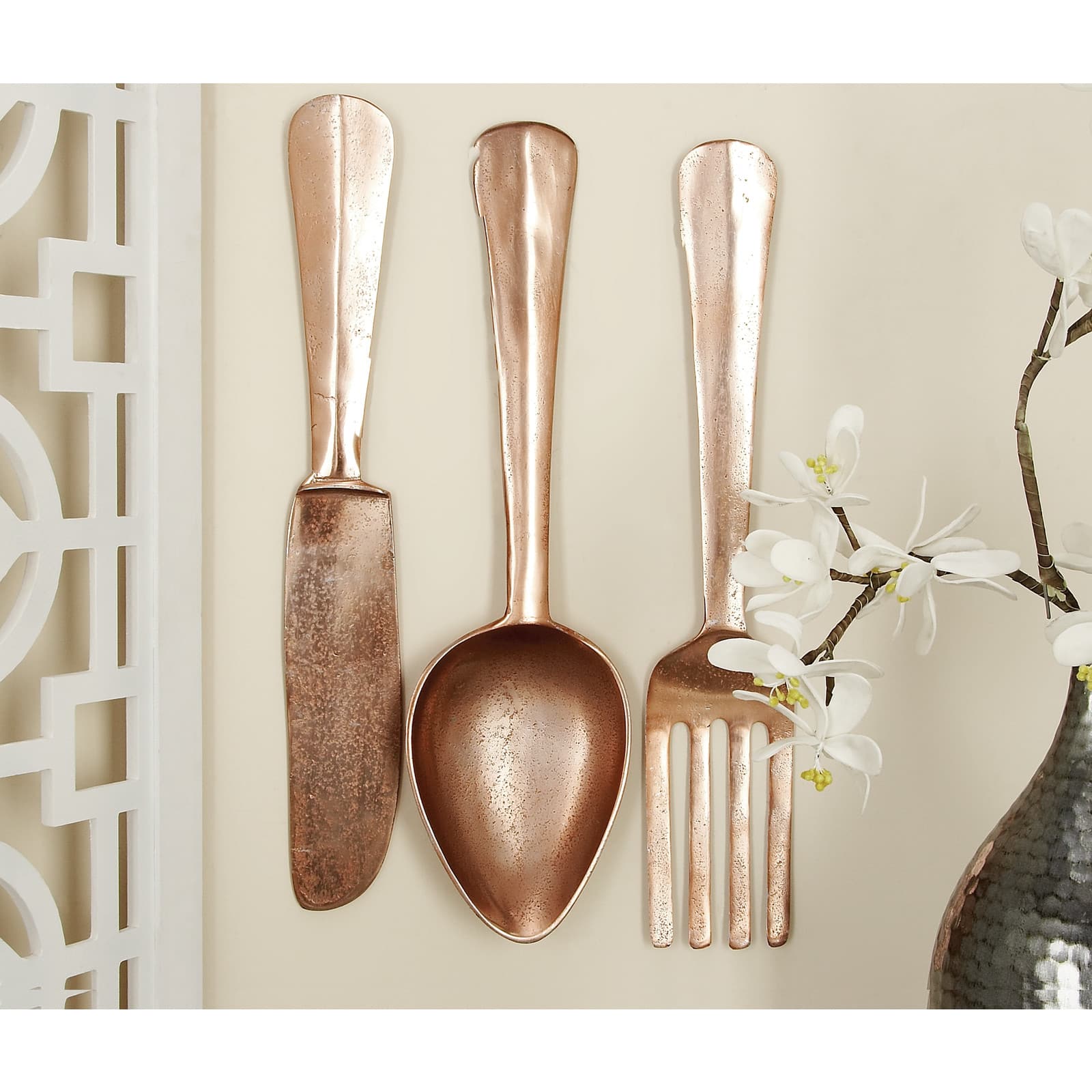Rose Gold Aluminum Utensils Wall Décor Set