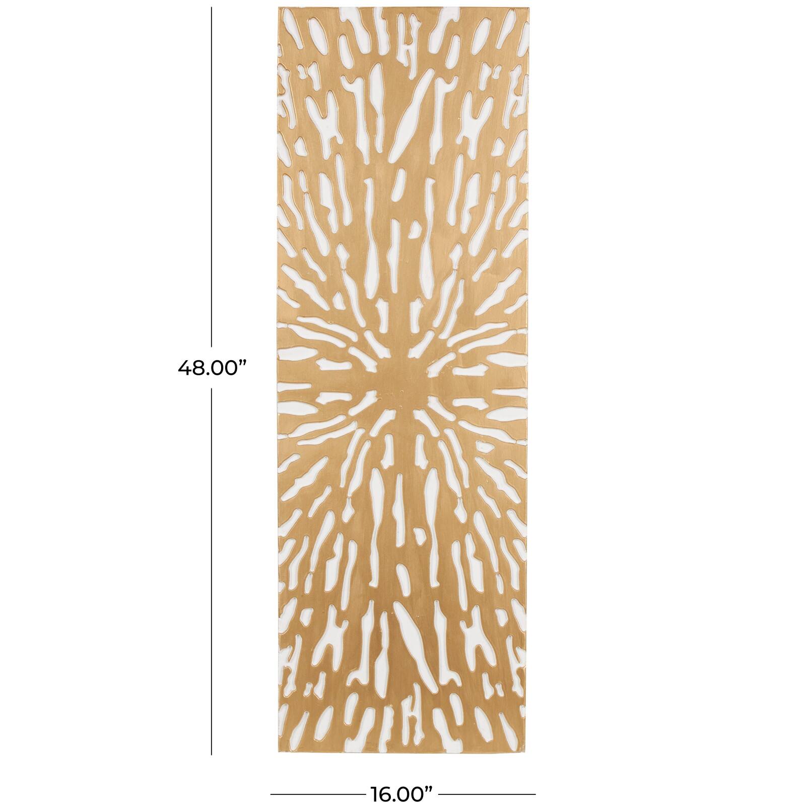 Gold & White Abstract Starburst Carved MDF Wall Décor