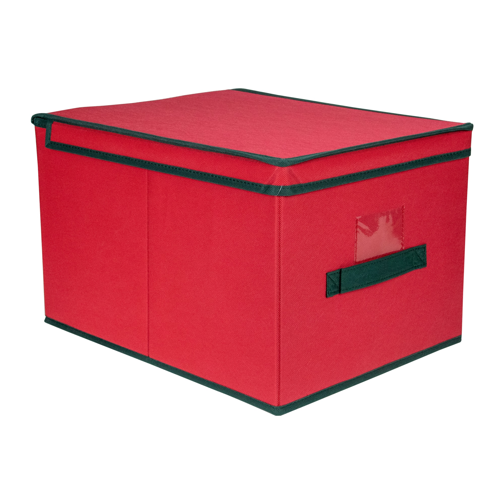 16" Red And Green Collapsible Christmas Decoration Storage Box