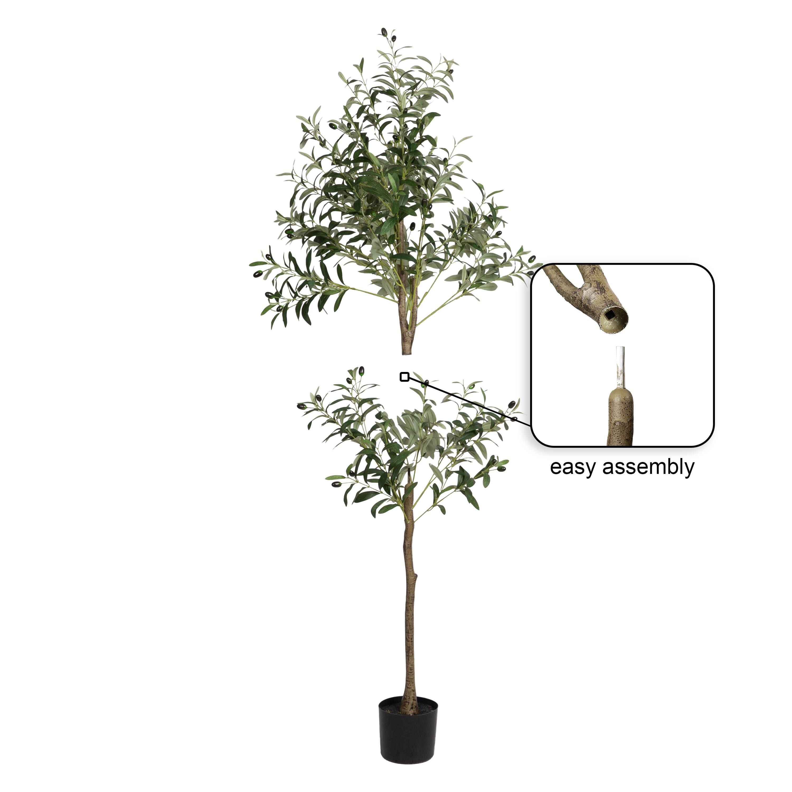 Kate and Laurel 5ft. Green Oliveira Faux Olive Tree with Gray Planter