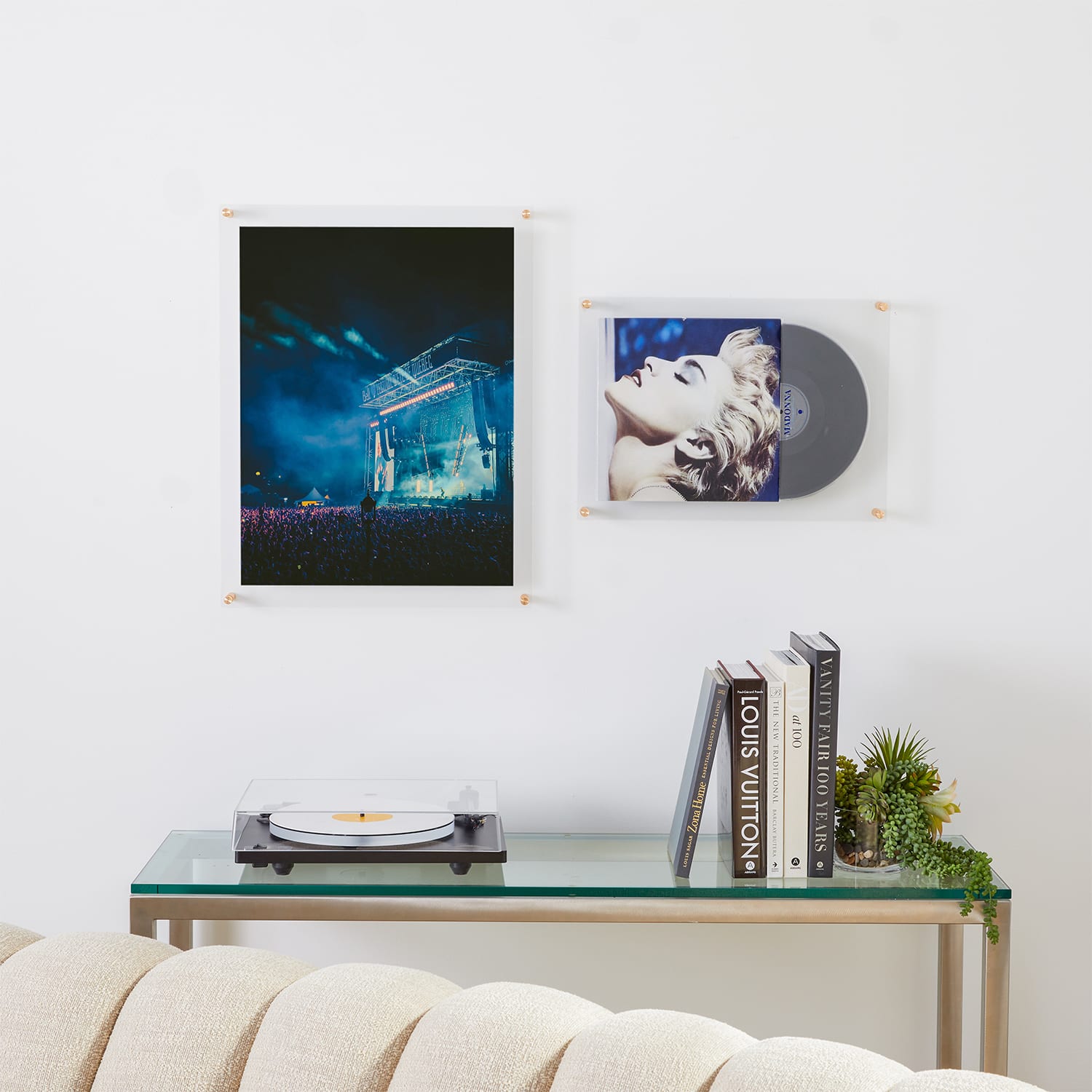 Wexel Art Double Panel Clear Acrylic Floating Wall Frame with Gold Hardware