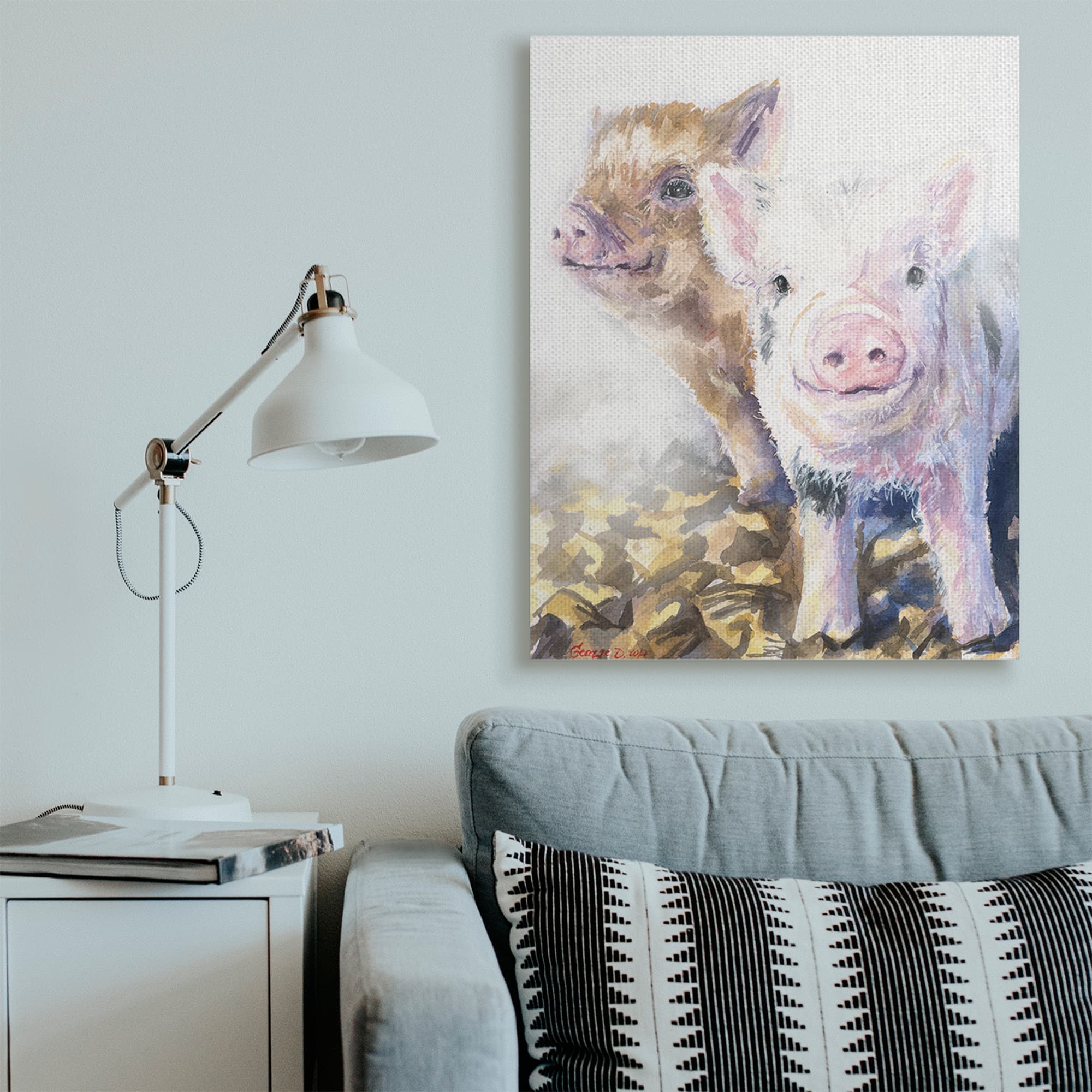 Stupell Industries Baby Piglets Smiling Adorable Farm Animals Canvas Wall Art