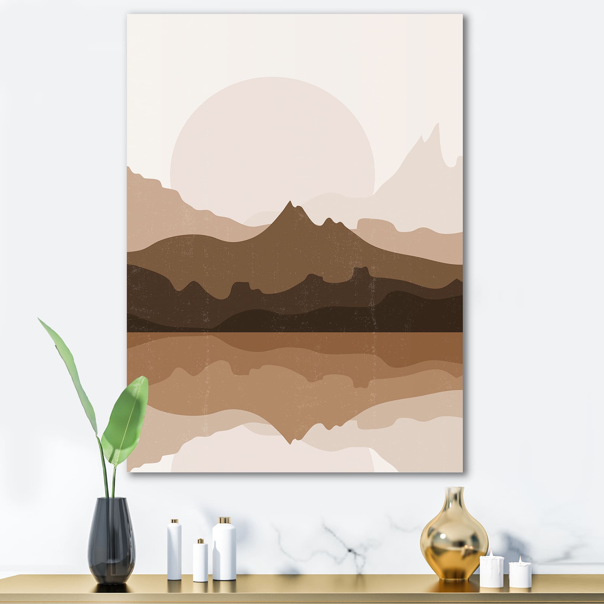 Designart - Minimalist Terracotta Landscape - Modern Canvas Wall Art Print