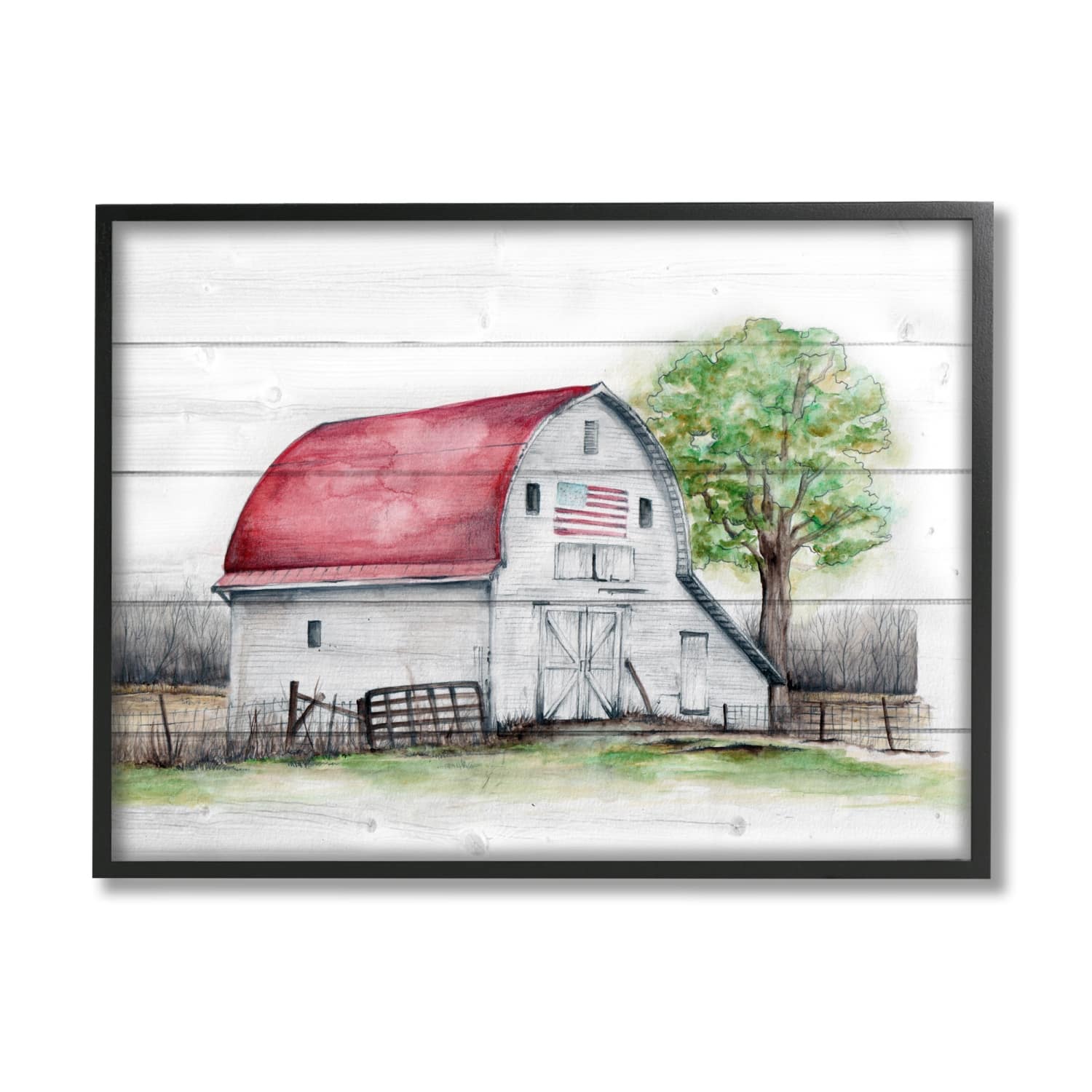 Stupell Industries Rustic Americana Barn Framed Giclee Art